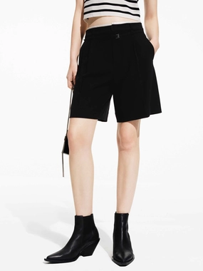 Contrast Detail Suit Shorts All Season Versatility Casual Layering