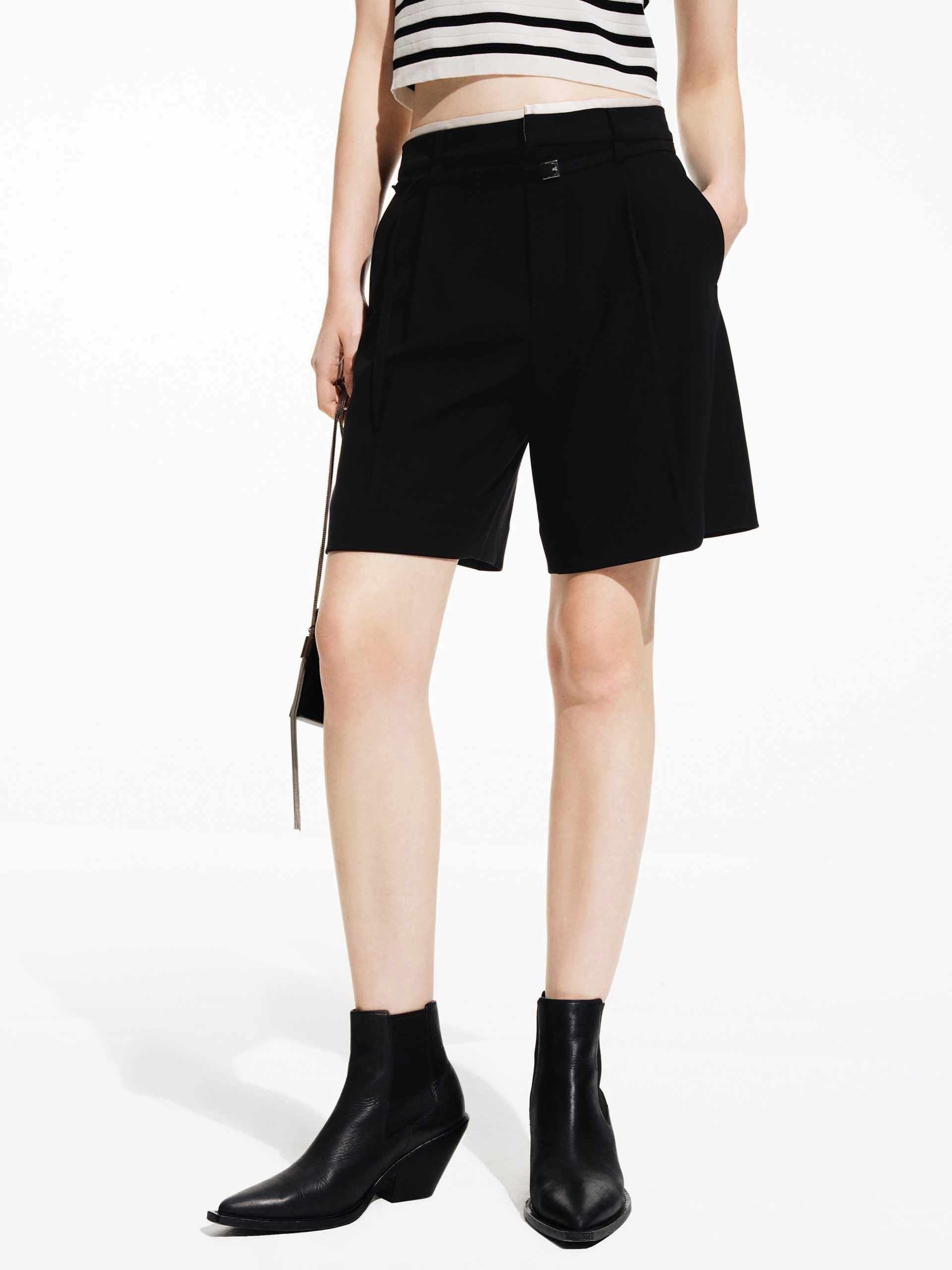 Contrast Detail Suit Shorts All Season Versatility Casual Layering