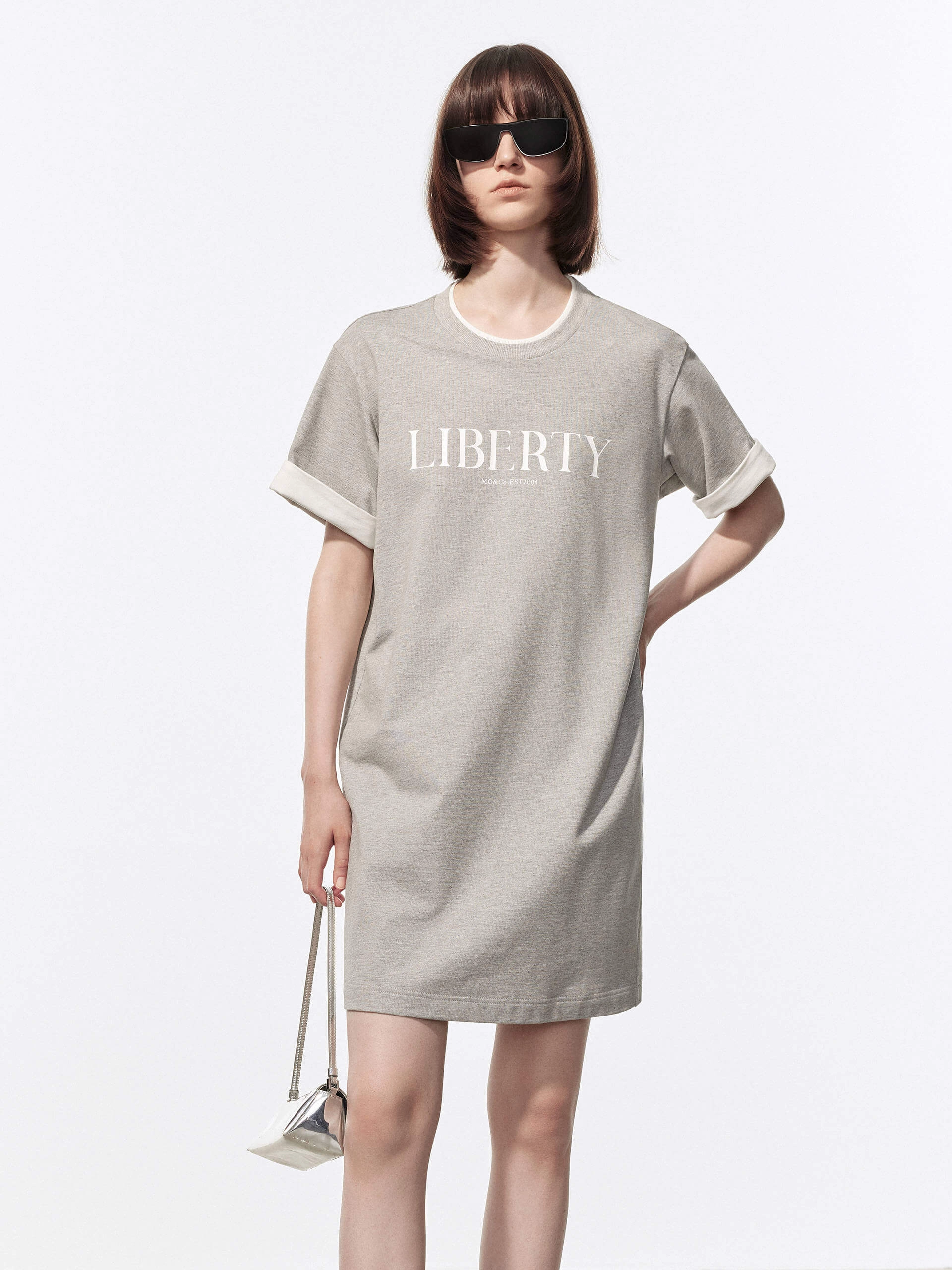 Minimal Details Contrast Detail Tee Dress