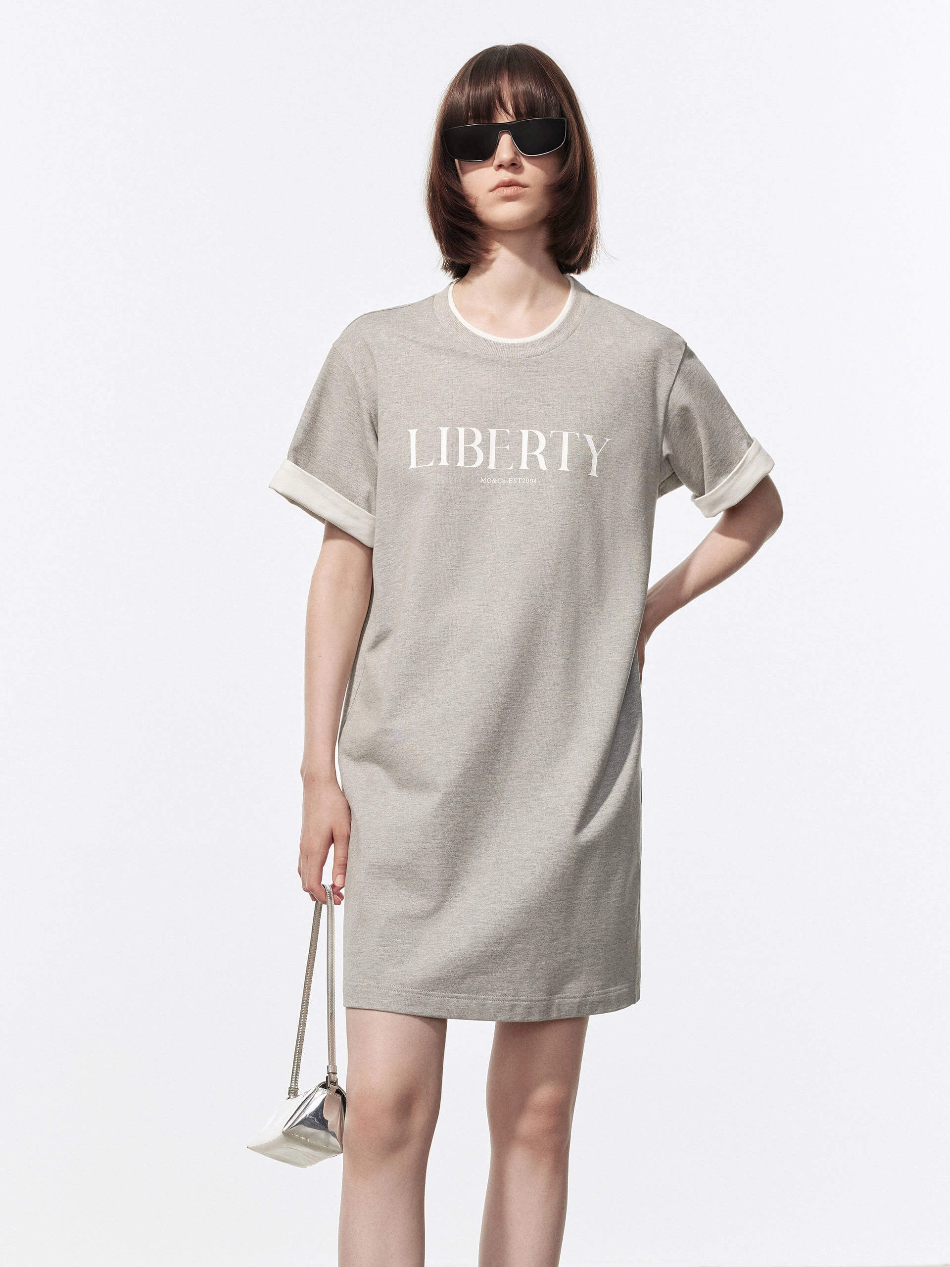 Contrast Detail Tee Dress Polished Appearance