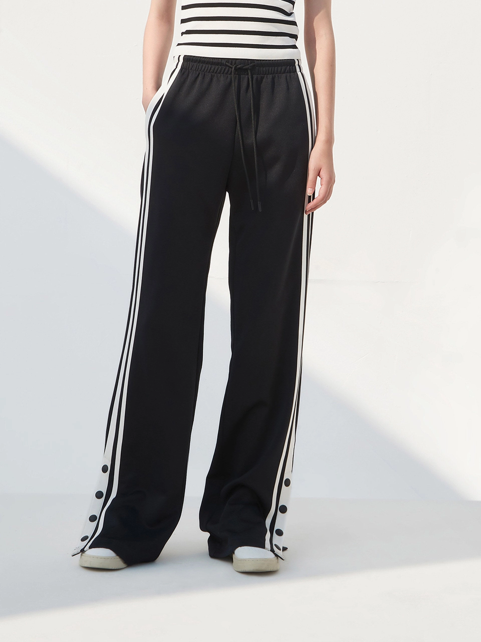 Denim finish Contrast Drawstring Waist Pants