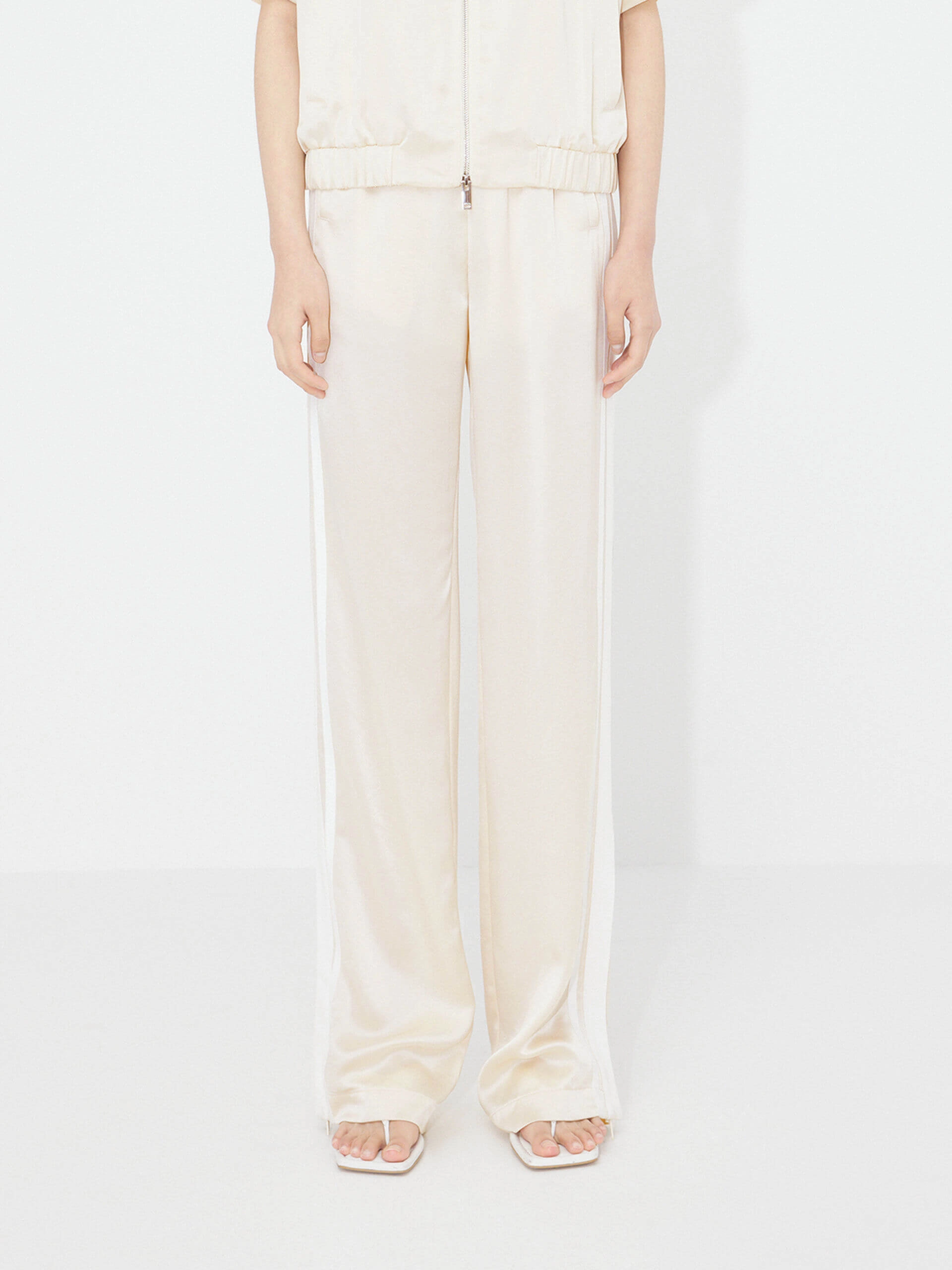 Contrast Elastic Waist Pants Ripped design