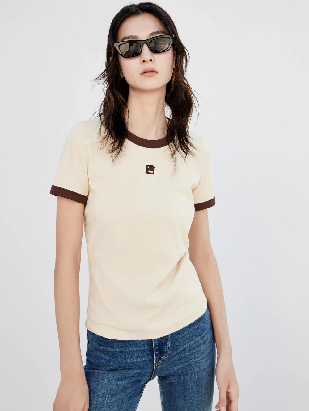 Flexible Cuff Design Lightweight Design Contrast LOGO Cotton T-shirt