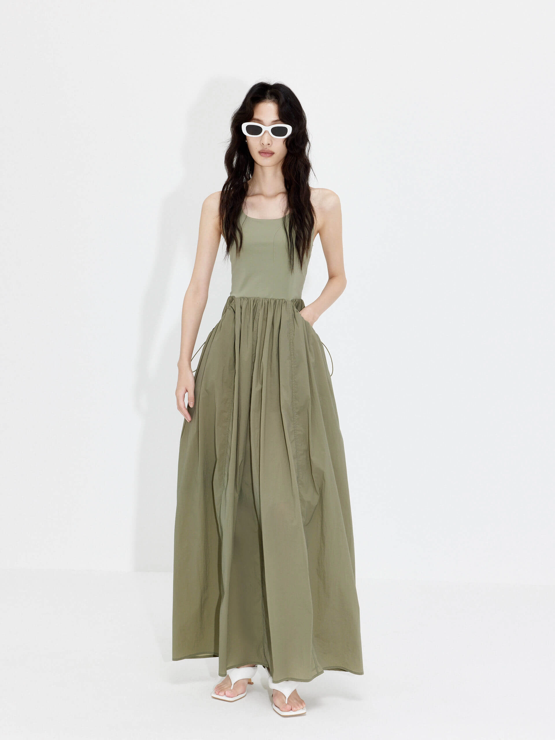 Contrast Panel Cutout Dress Brunch Fit