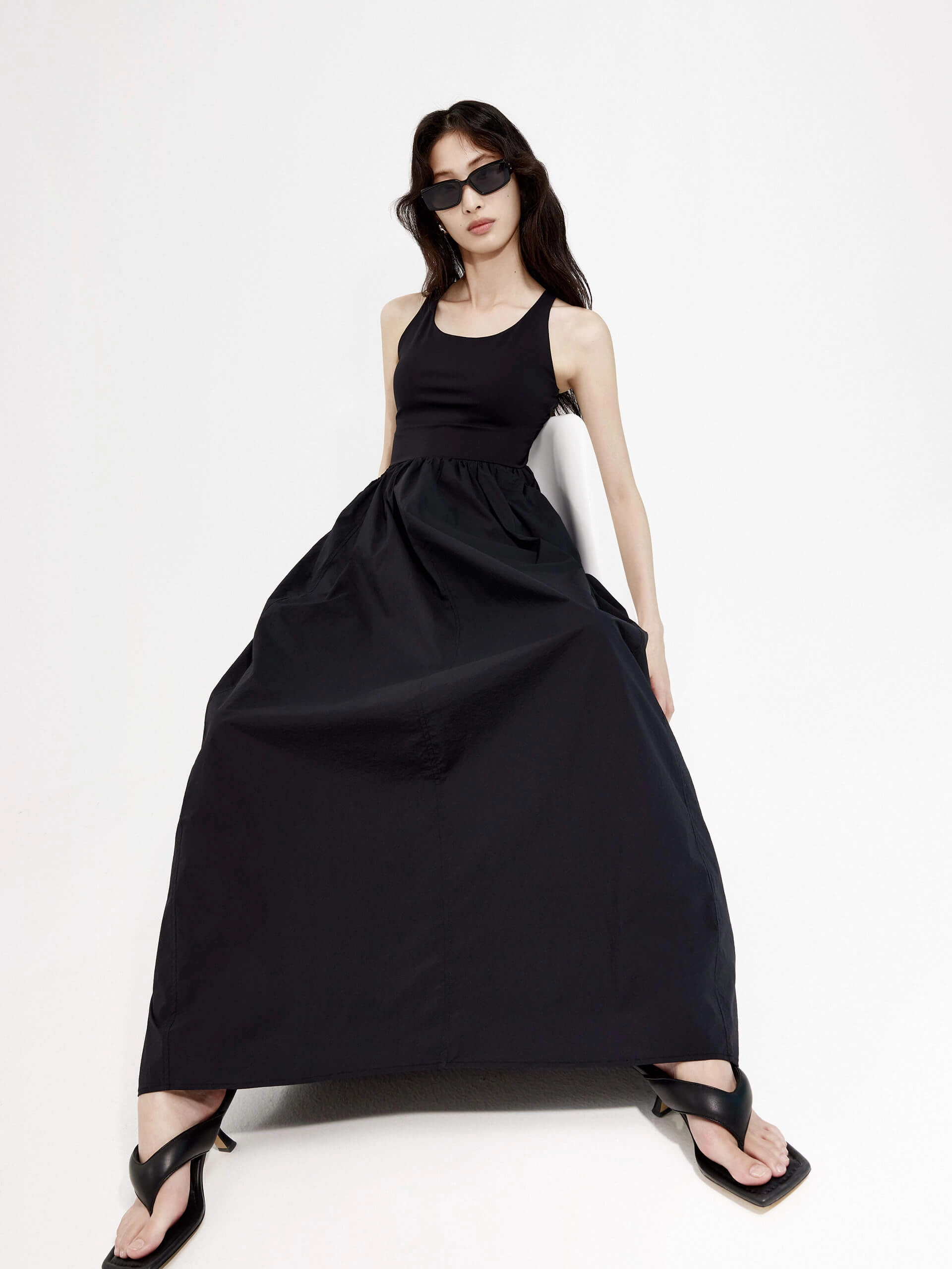 Contrast Panel Cutout Dress Soft Air