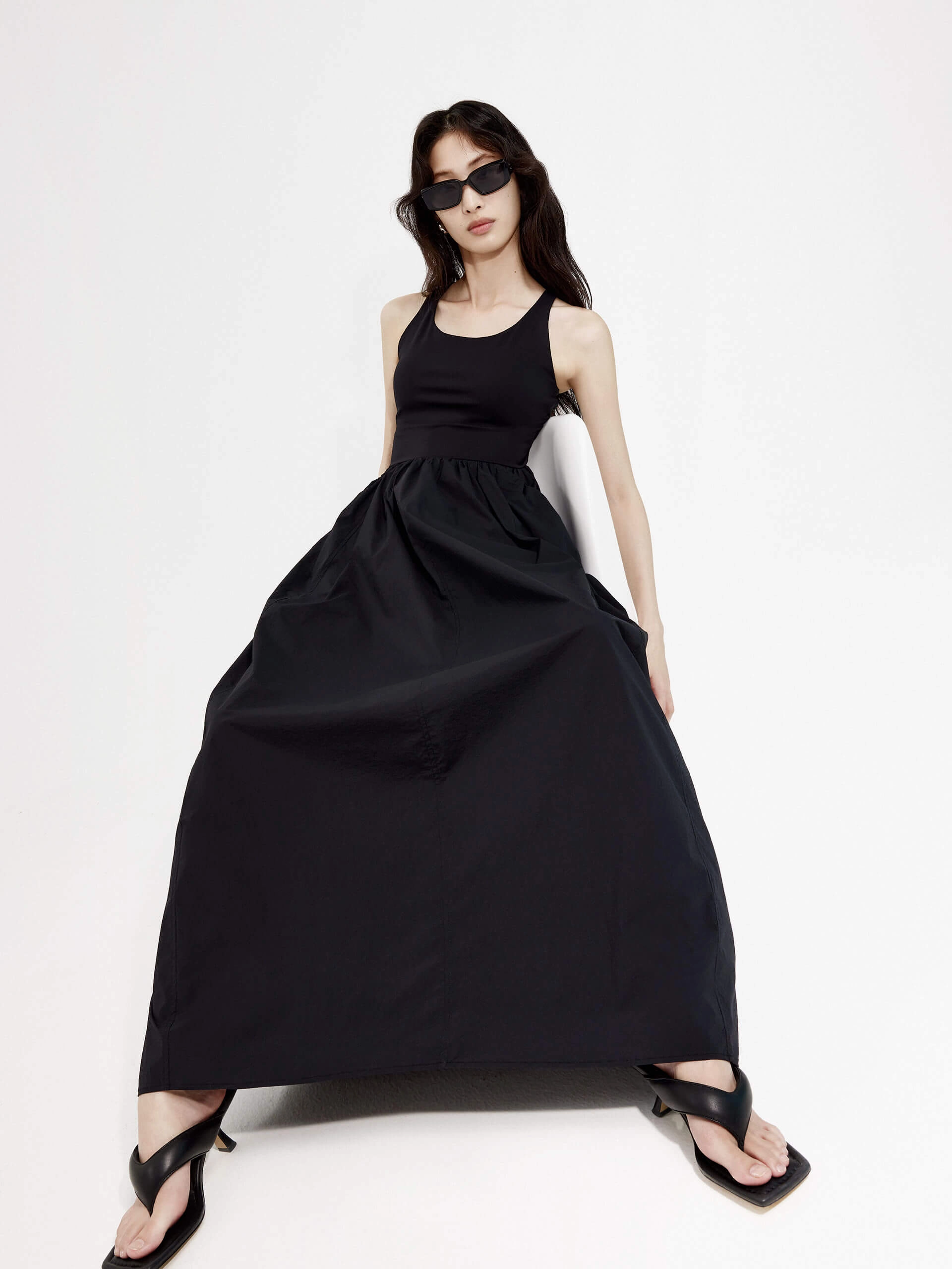 Timeless slip dress Contrast Panel Cutout Dress