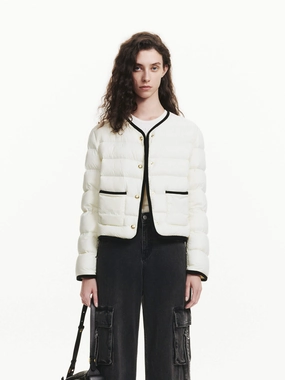 Comfort Fit Ergonomic Tailoring Contrast Quilted Cropped Jacket