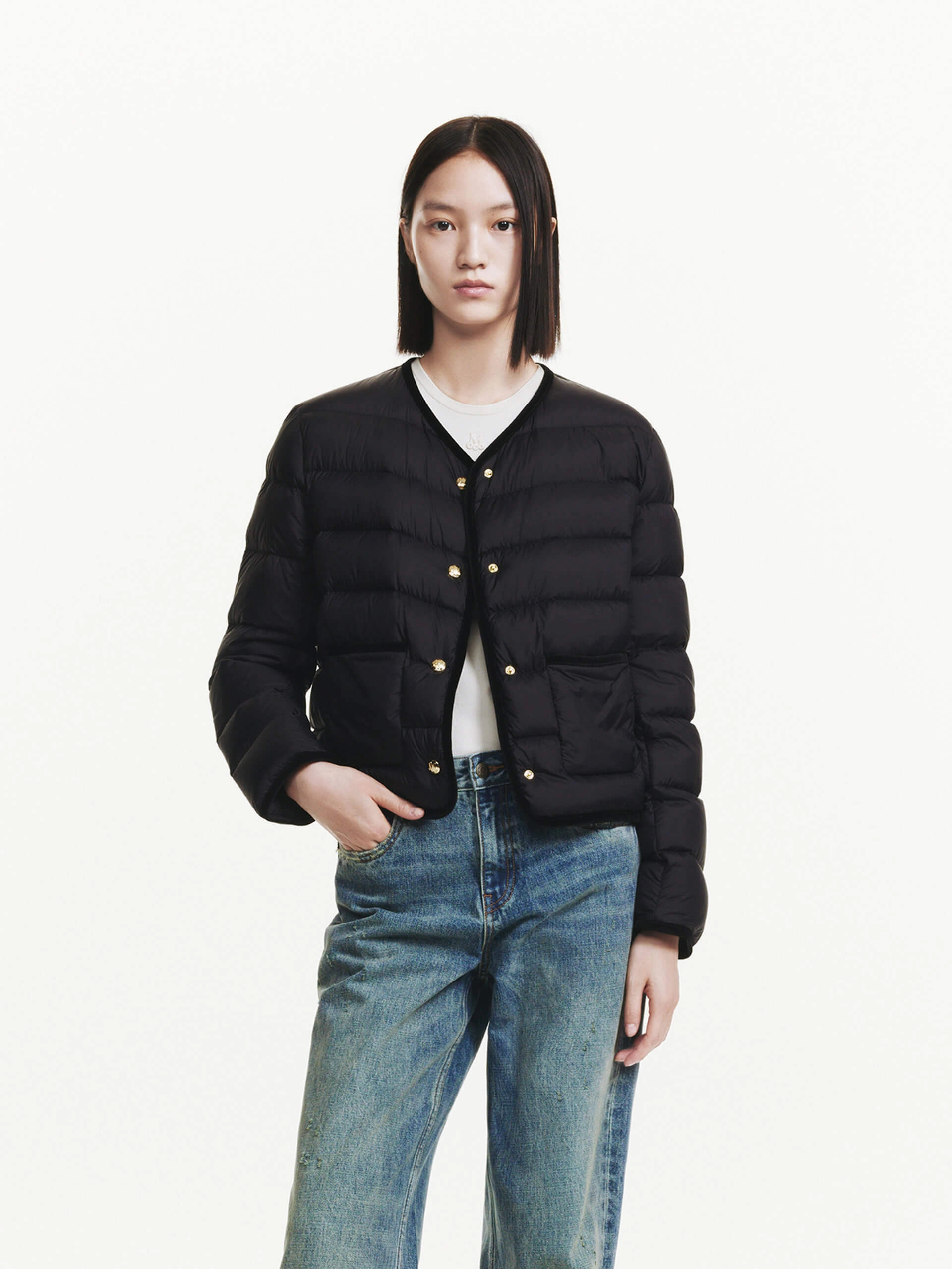 Contrast Quilted Cropped Jacket Trendy Must Have Taped Neckline