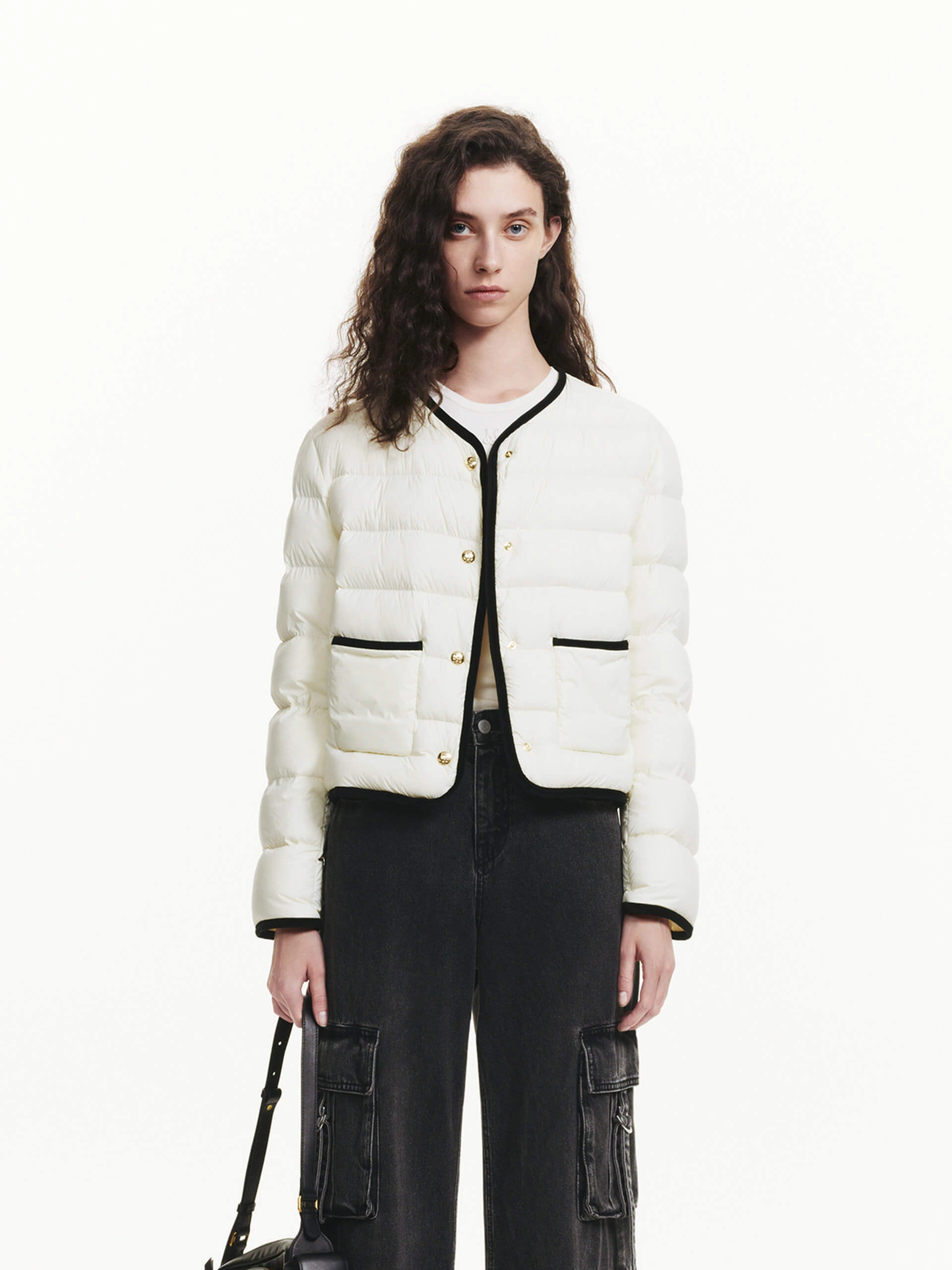 Comfort Fit Ergonomic Tailoring Contrast Quilted Cropped Jacket