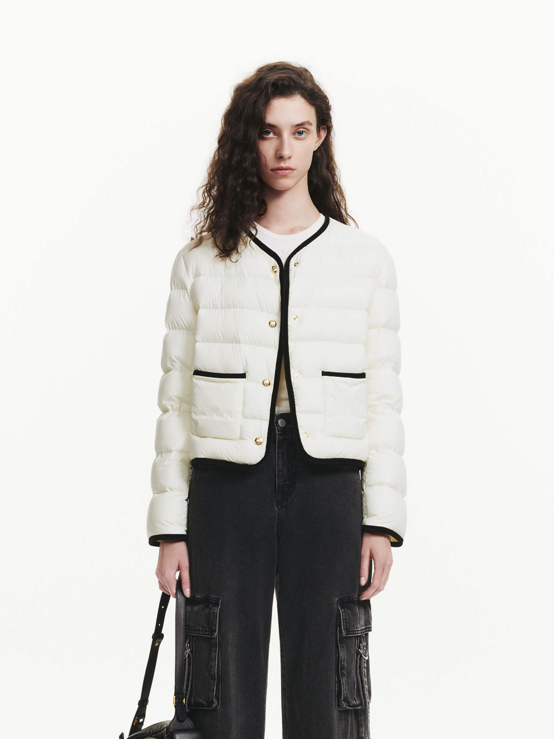 Smooth Zipper Glides Chill Commute Fit Contrast Quilted Cropped Jacket