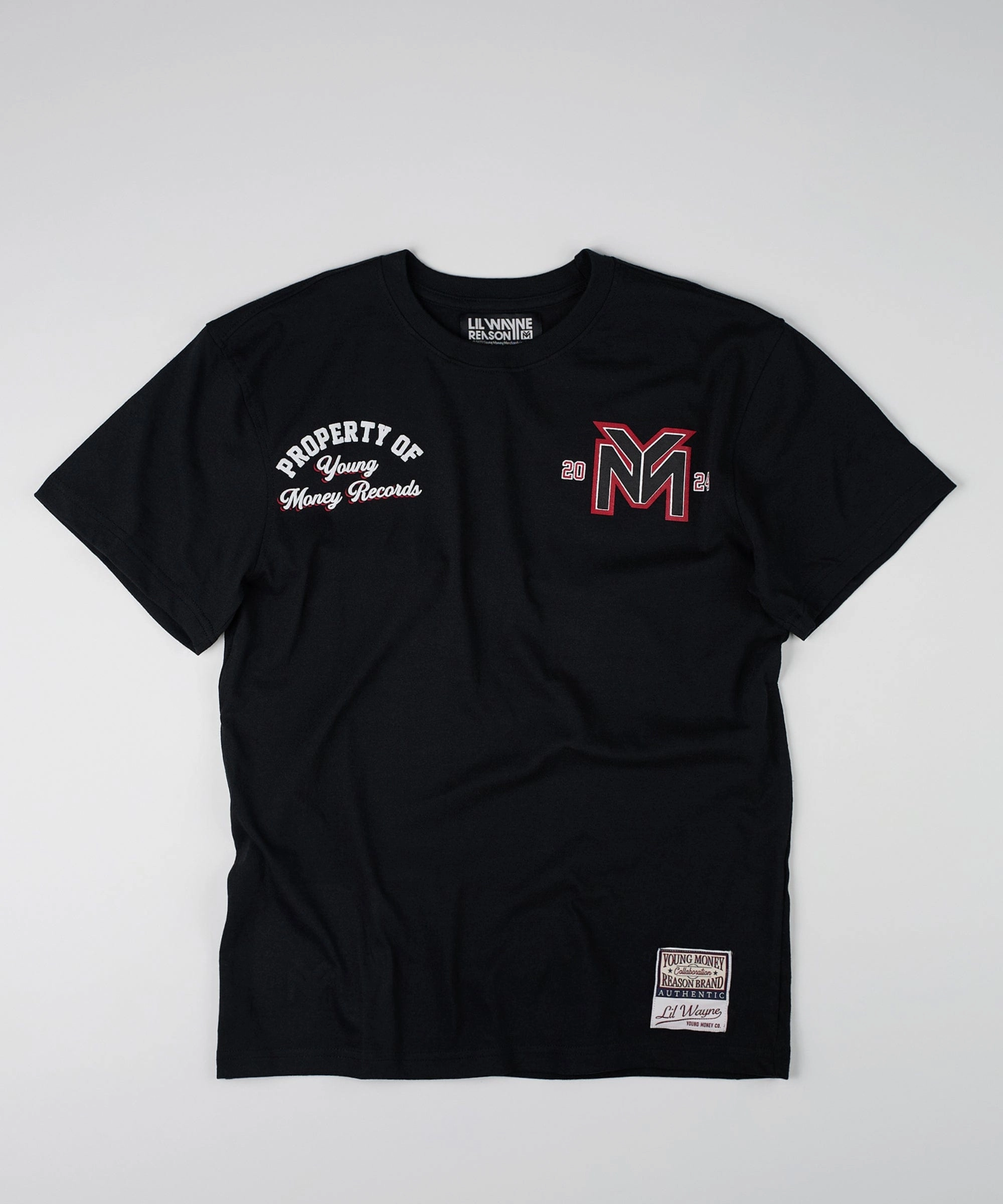 Sun Protective Fabric Soft Touch Feel Lil Wayne Young Money Records Short Sleeve Tee - Black