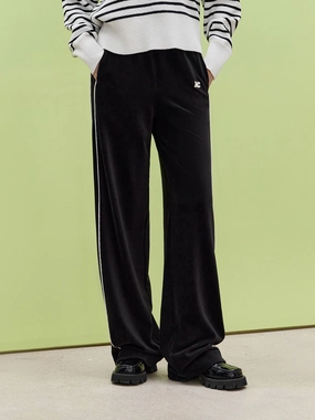 Contrast Straight Leg Casual Pants Pocket Reinforcement