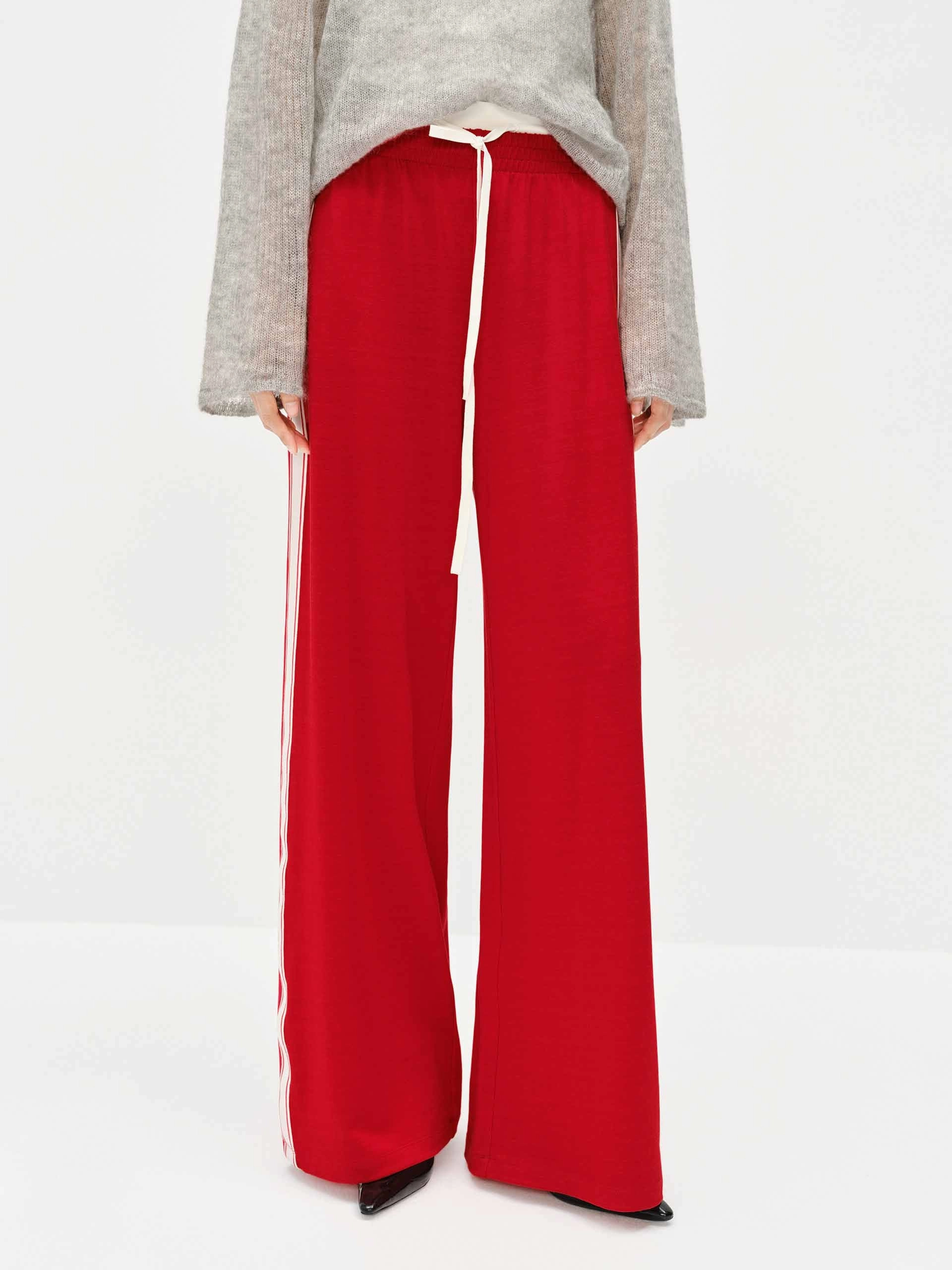 Contrast Waist Relaxed Pants Breathable Design Light Shape