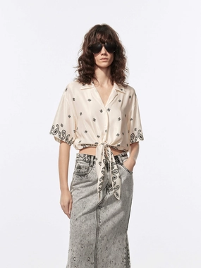 Front Tie Cropped Top VentilatedBack