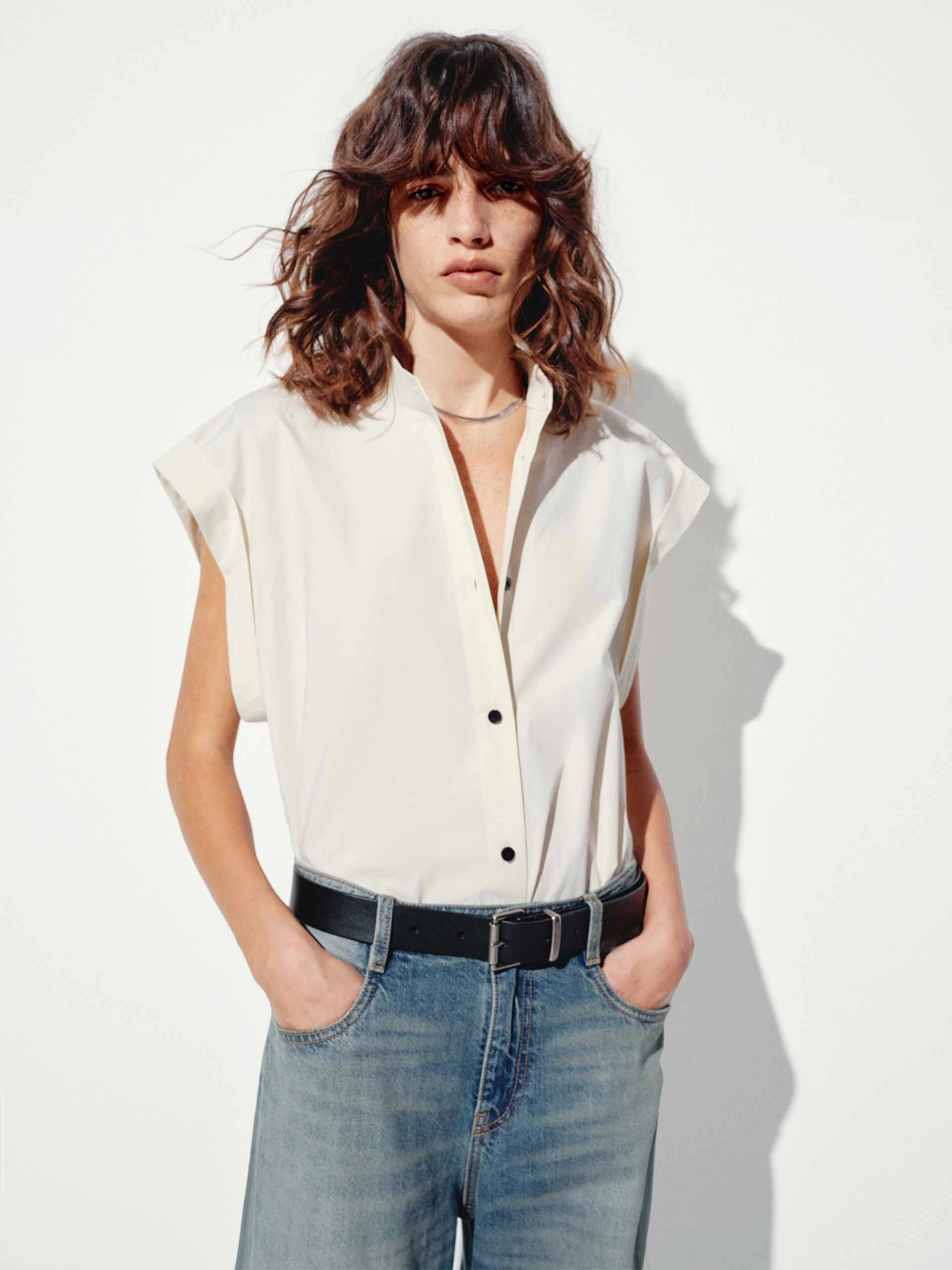 Non Slip Shoulder Seams Cotton Blend Sleeveless Top