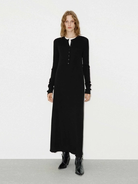 Half Button Wool Dress Dreamy Presence Street Casual