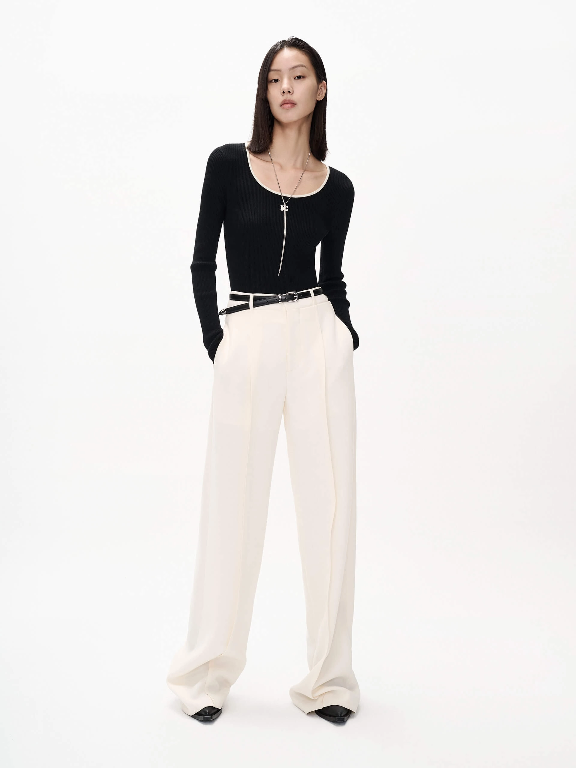 Tailored Wide Leg Trousers Breathable Stretch