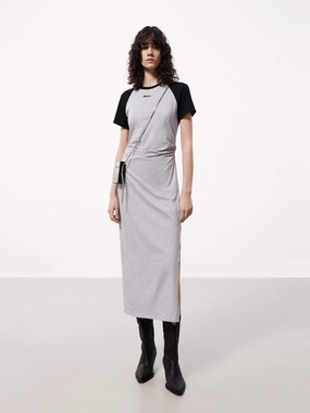 Chilly Weather Layer Side Slit Midi Dress
