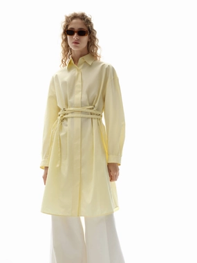 Aura Glow Silky-Lining Tie Detail Shirt Dress