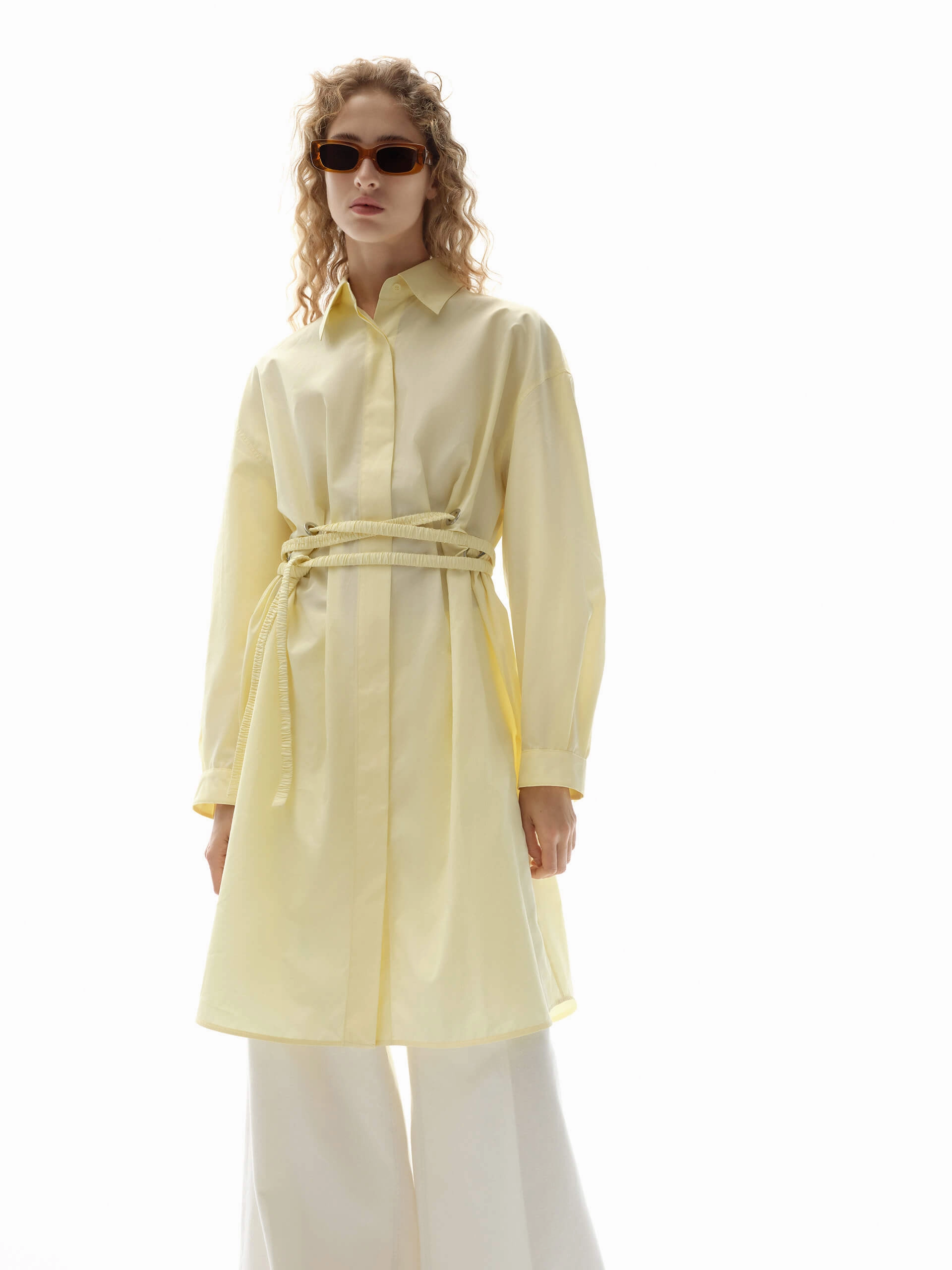 Stylish Wear Chic formal attire Tie Detail Shirt Dress