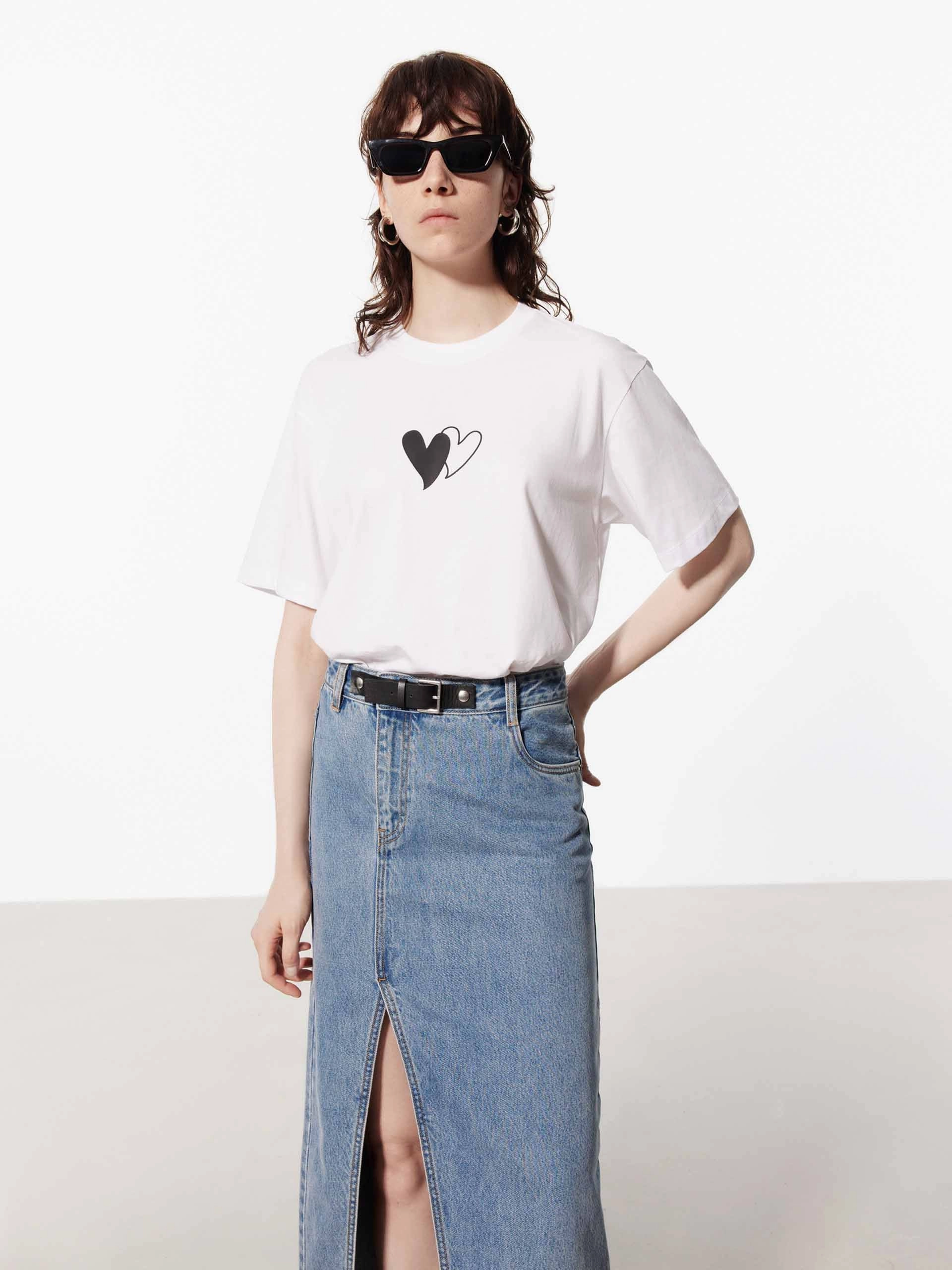 Oversized Print Cotton Tee Round neck simplicity
