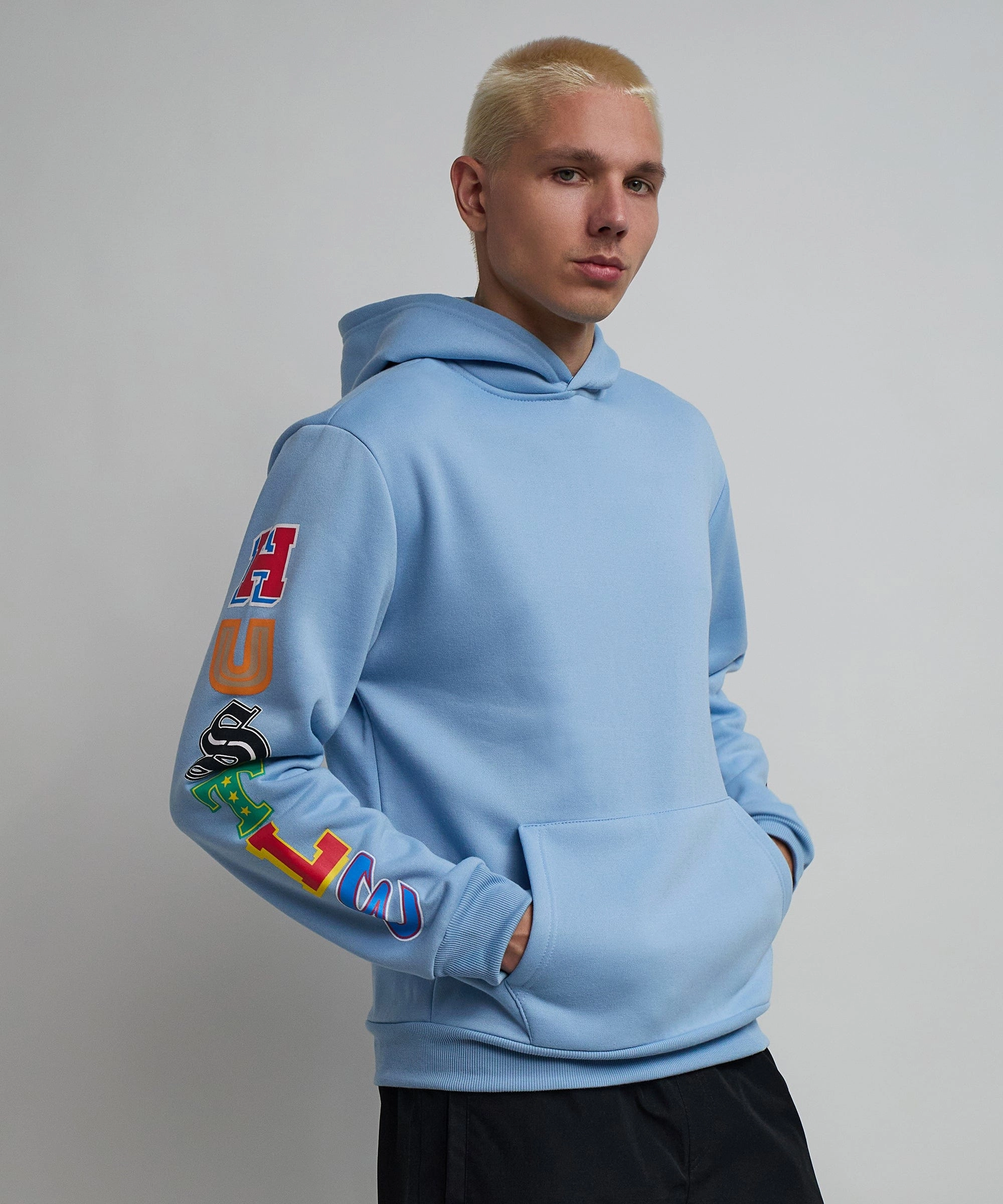 Hustle Daily Hoodie - Light Blue Two Tone Weave