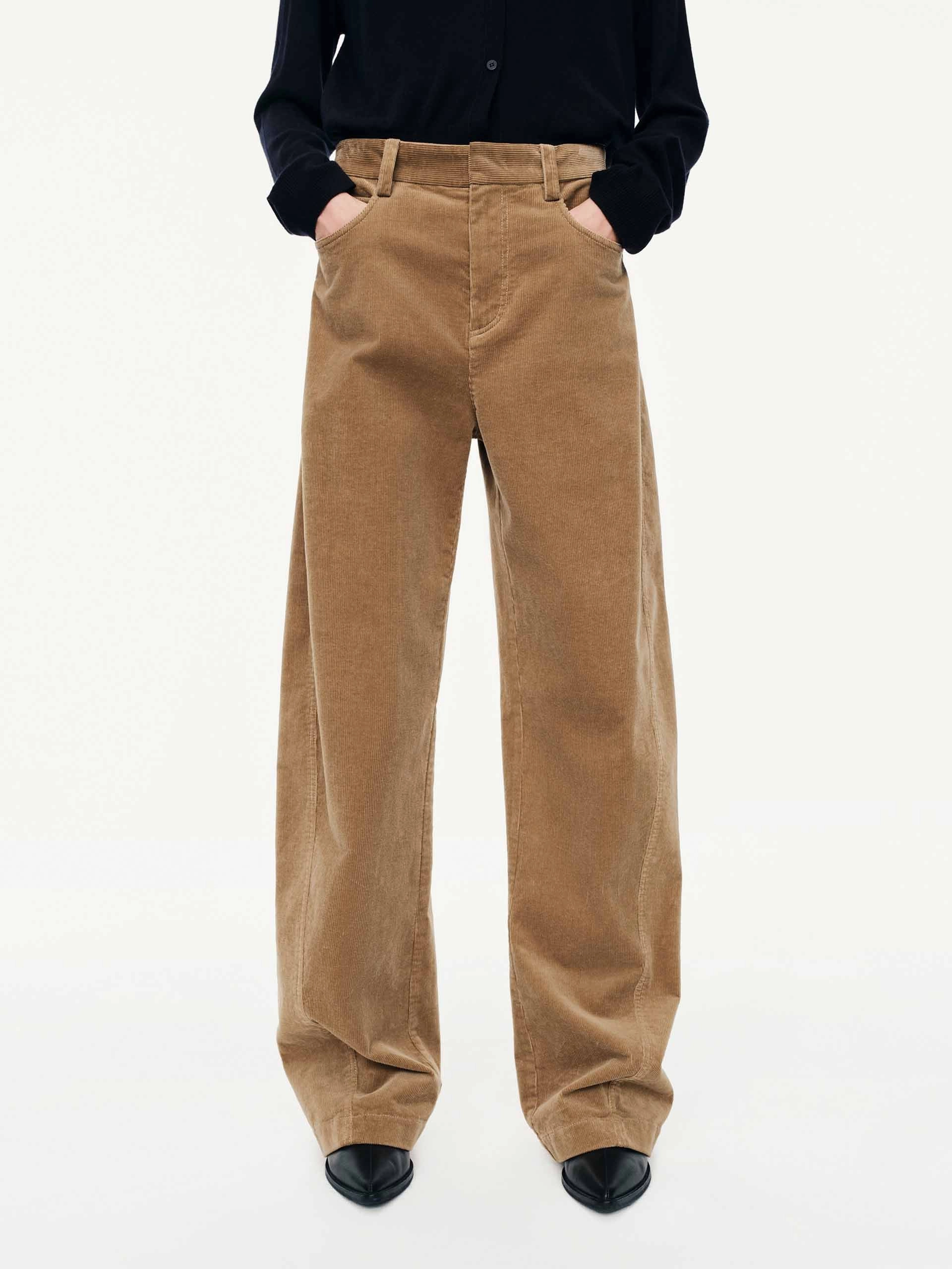 Corduroy Barrel Leg Pants Office Appropriate Wind Resistance