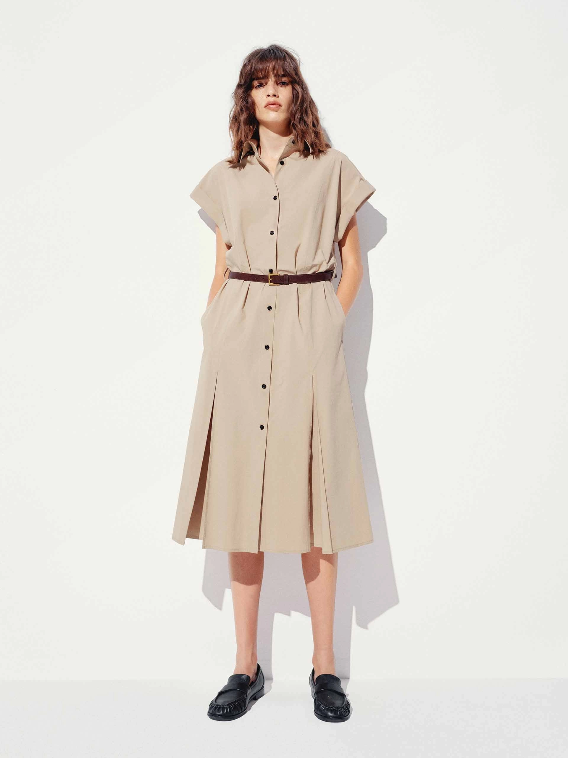 Floral Swing Sophisticated Cut Cotton Blend Button Dress