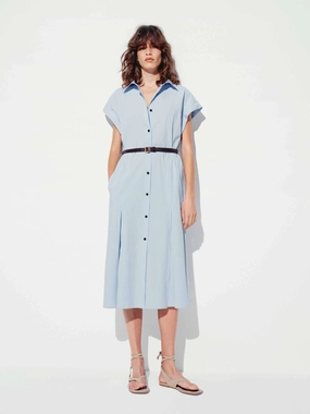 Cotton Blend Button Dress Relaxed Movement