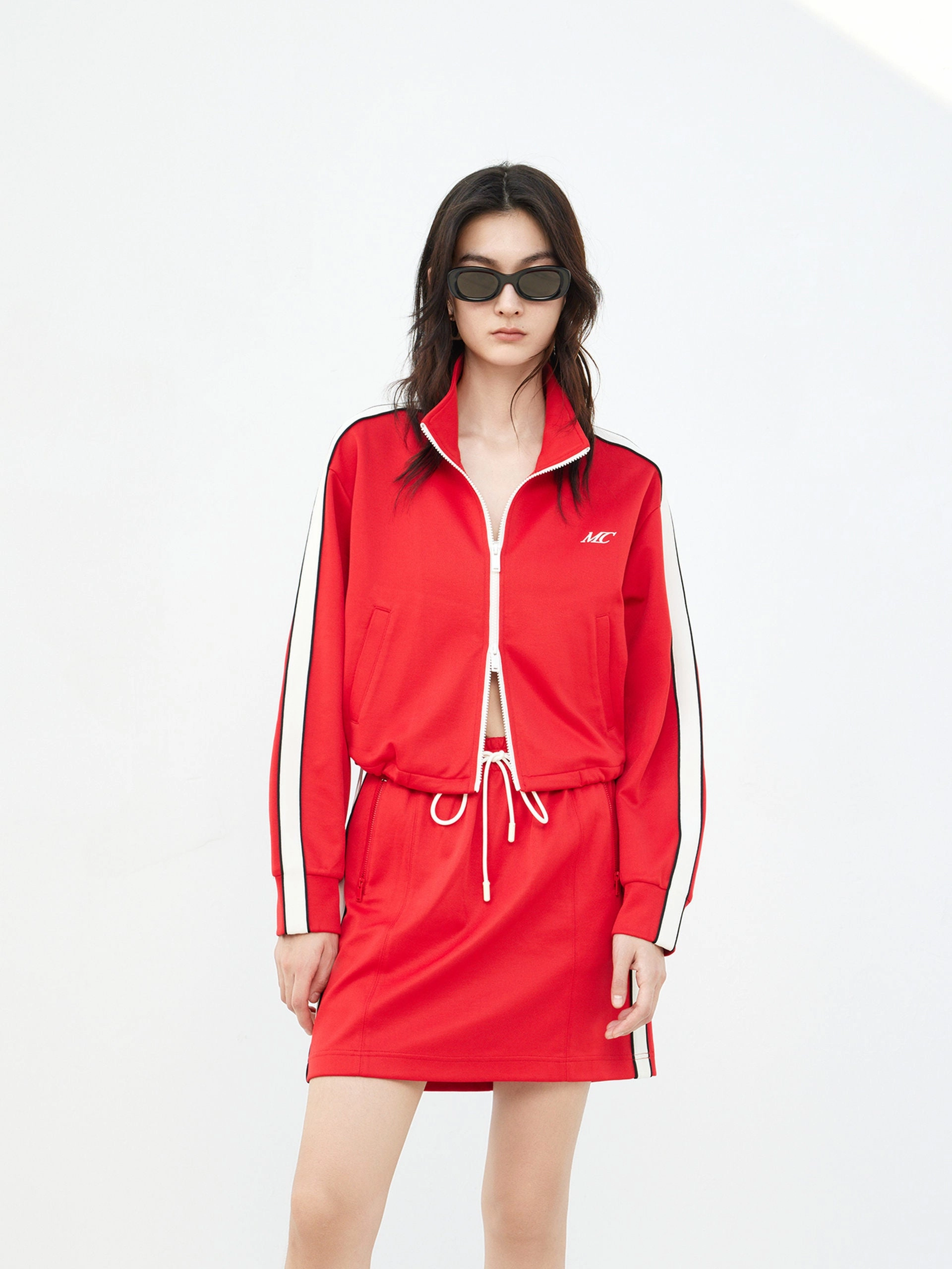 Cotton Blend Contrast Jacket Zippered Vents Simple Urban Layer