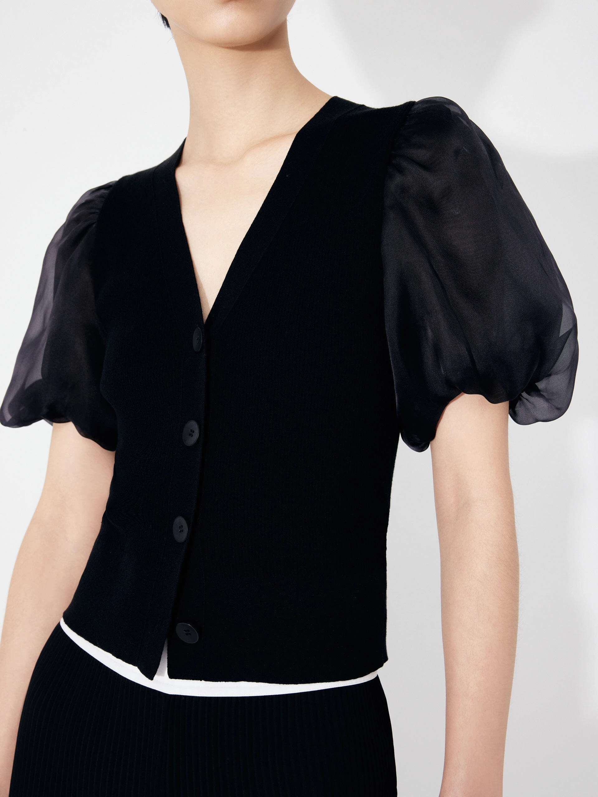 EthicallySourcedMaterial Cotton Blend Crop Knitted Cardigan