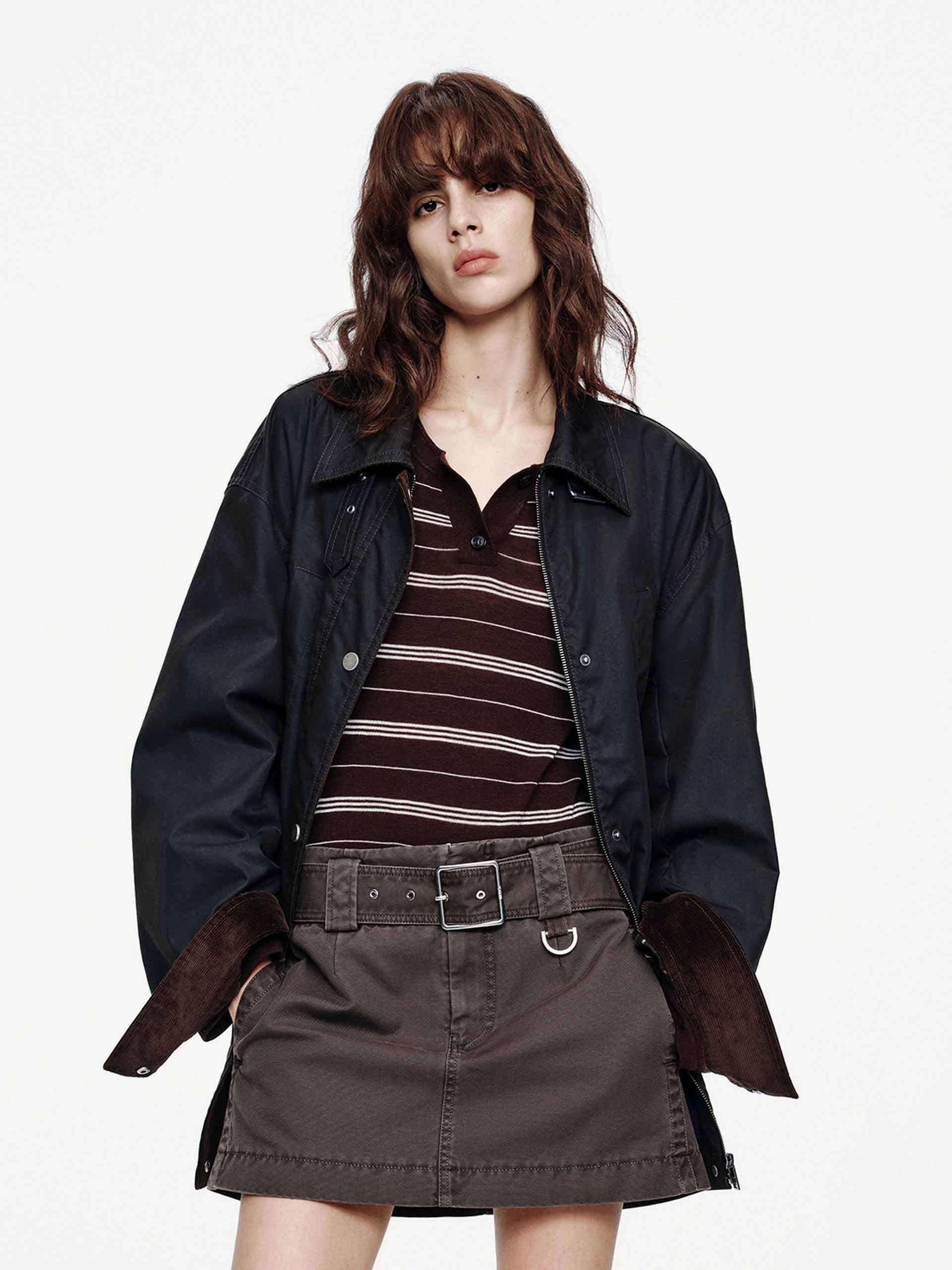 Cotton Blend Loose Coat WrinkleFree Fabric