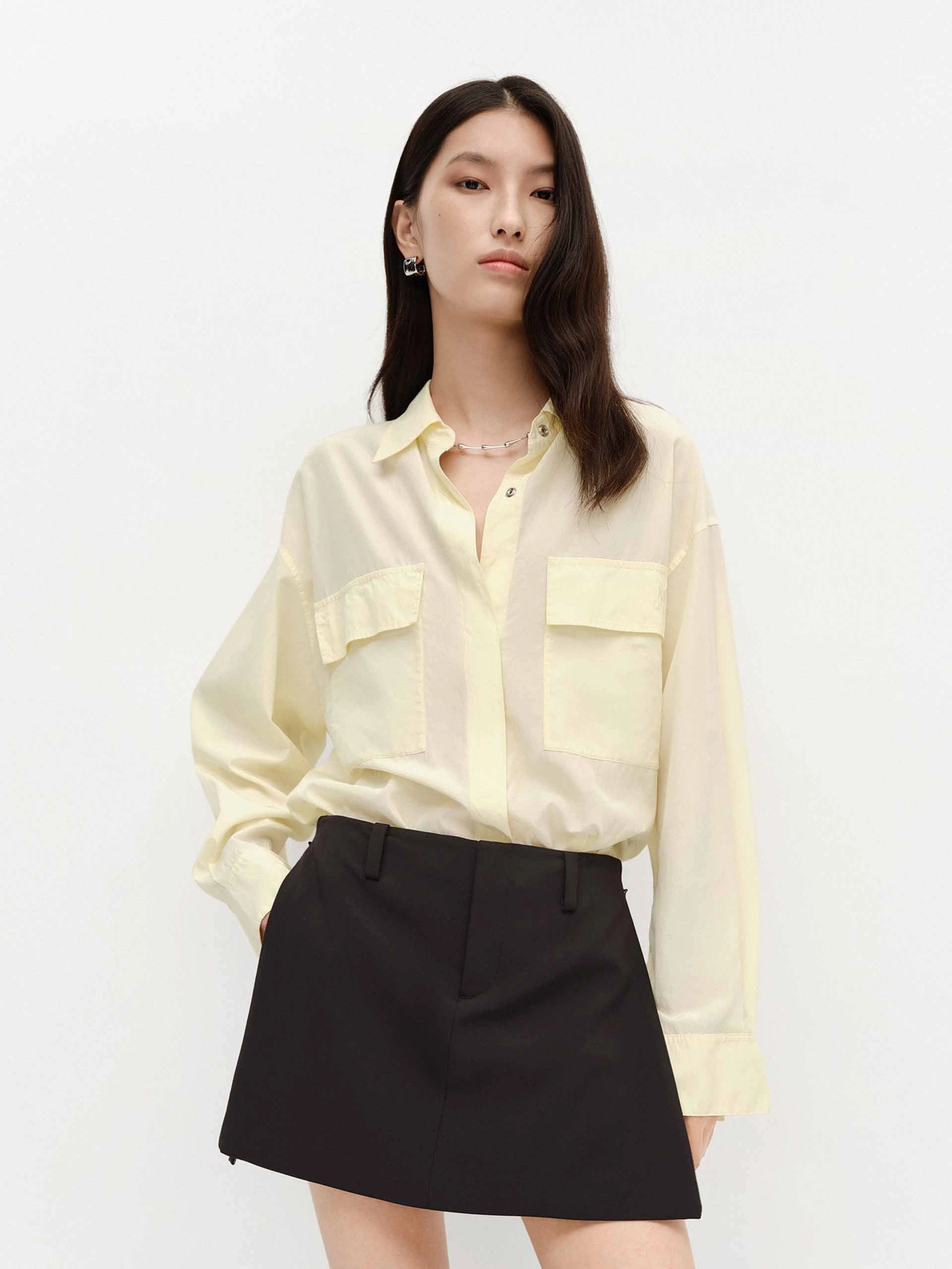Breathable mesh Cotton Blend Loose Shirt