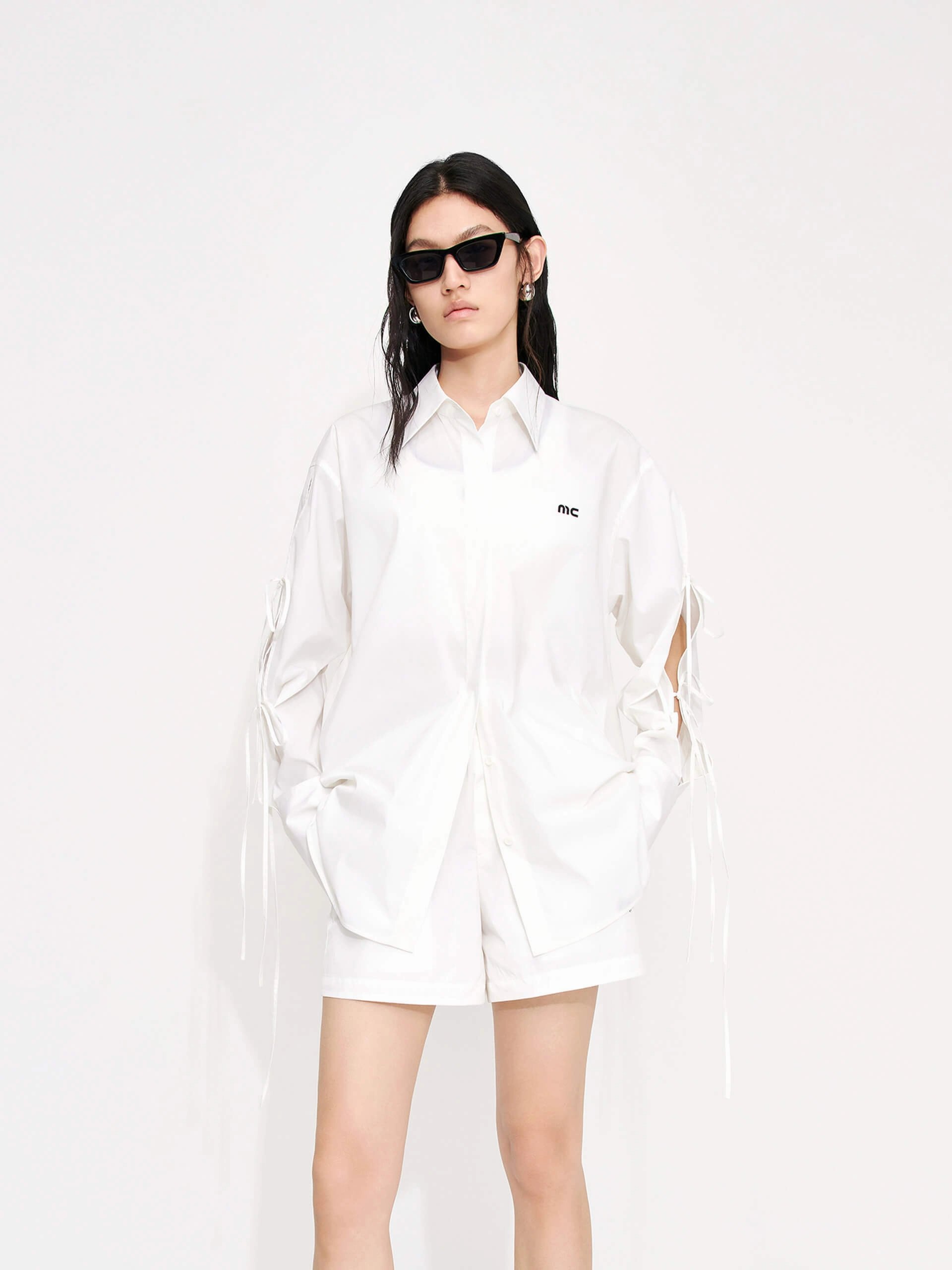 Reversible Layering Tech StretchKnit Cotton Blend Oversized Shirt