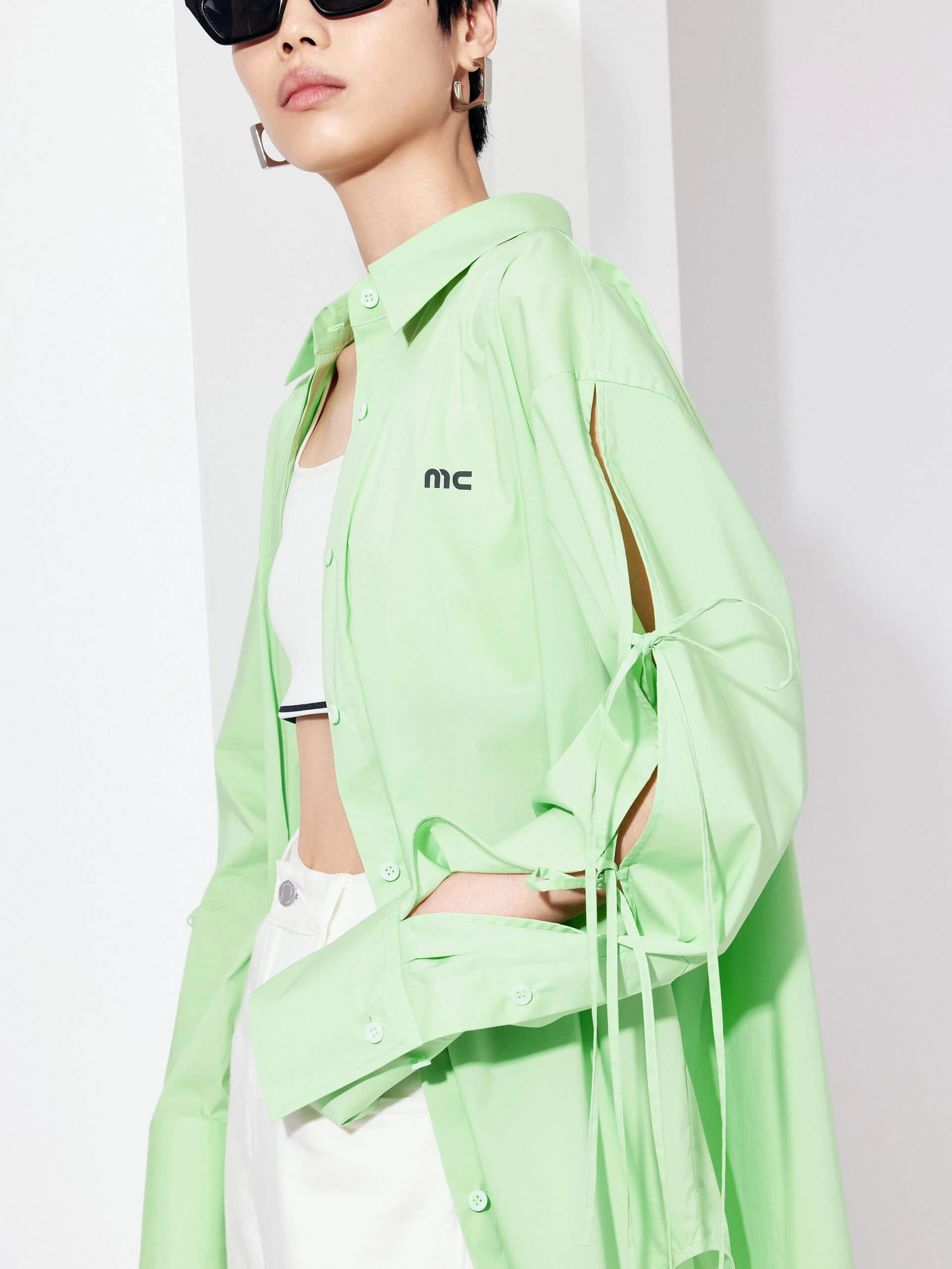 Cotton Blend Oversized Shirt Smooth Seam Transition Sweat Absorbent Inner Layer