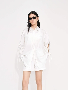 Cotton Blend Oversized Shirt AntiStaticFabric VNeck Style