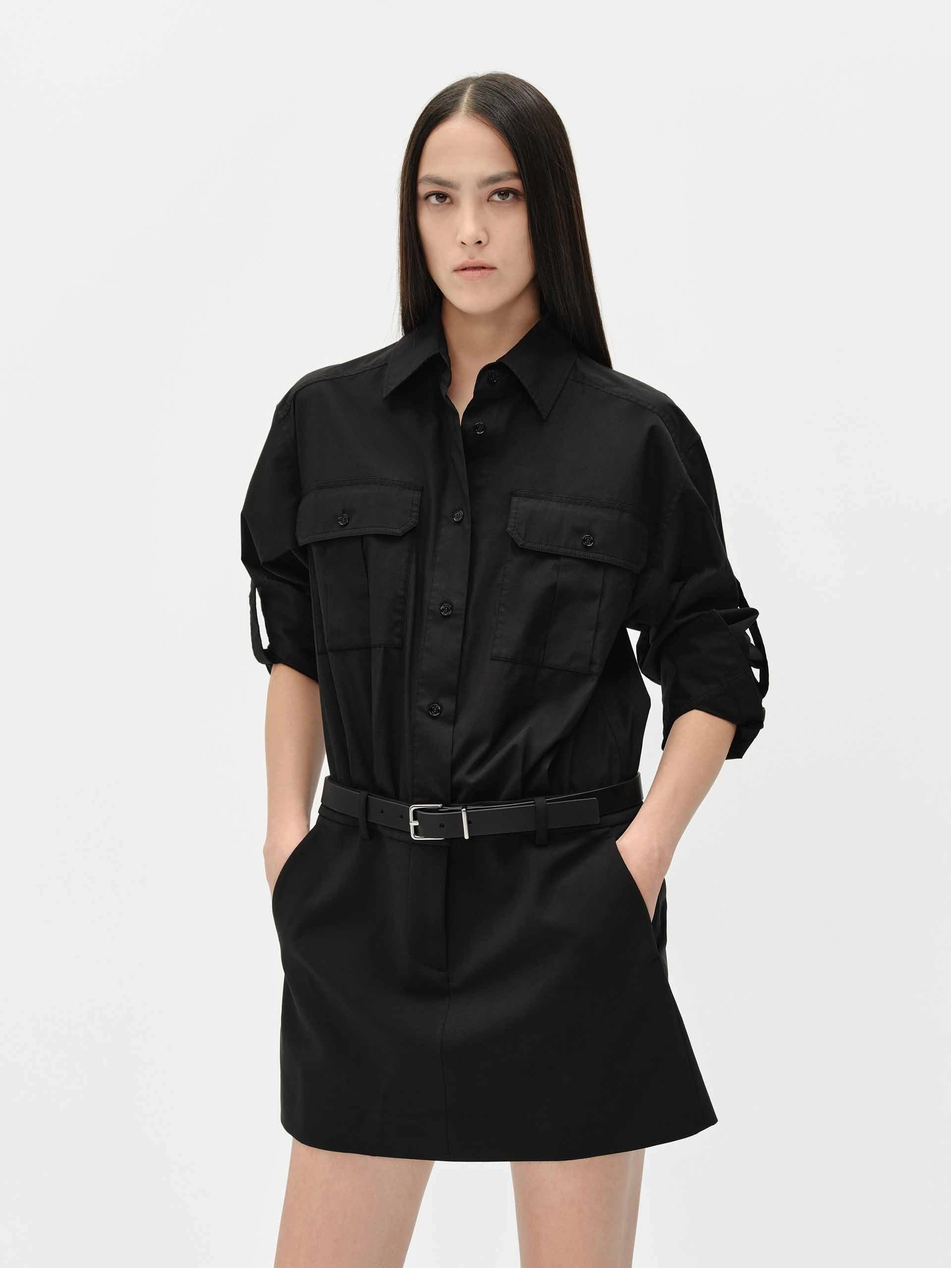 Cotton Blend Shirt Dress Natural Layers Cotton Touch
