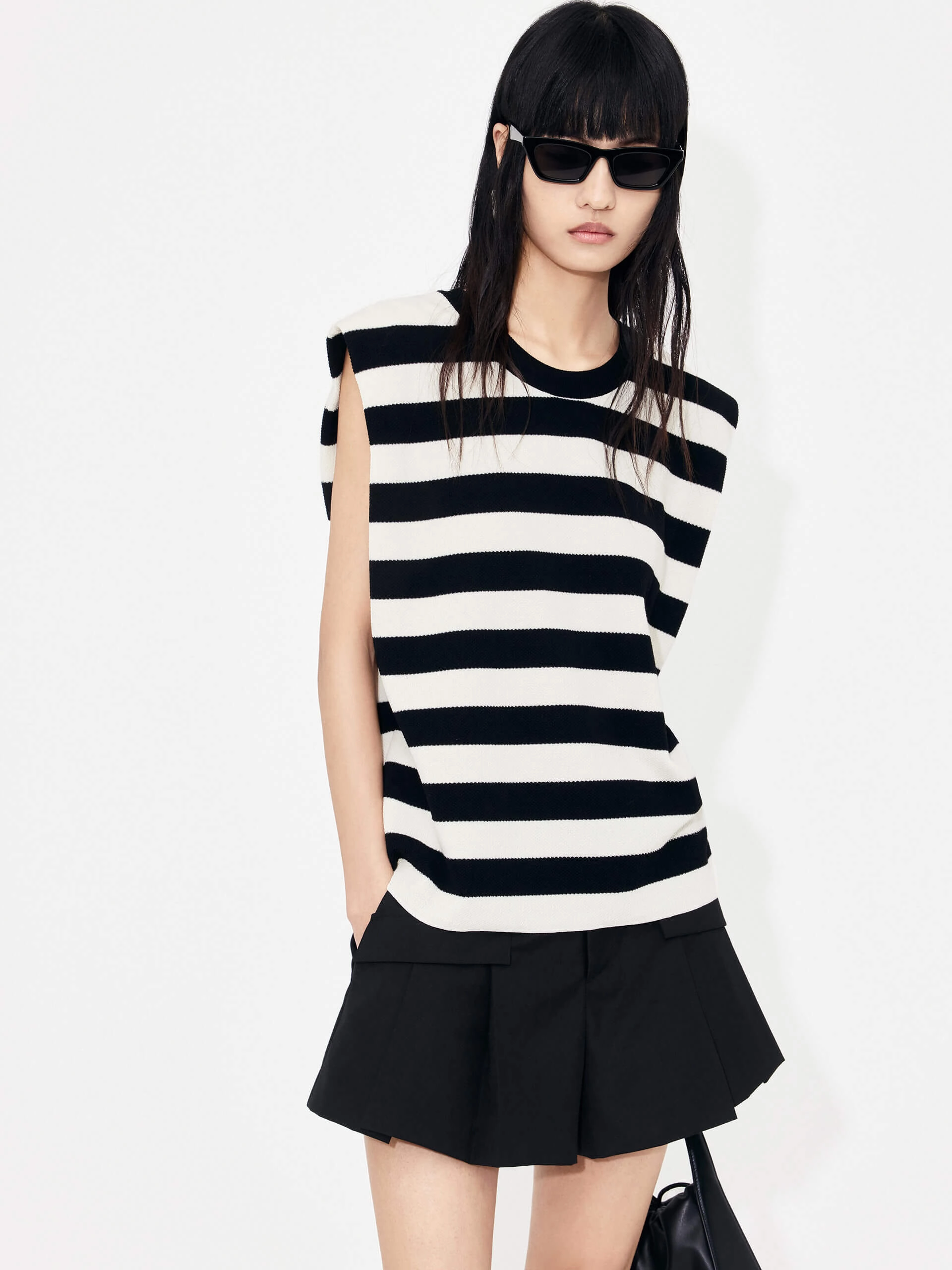 MultiLayer Stitching Cotton Blend Stripe Top