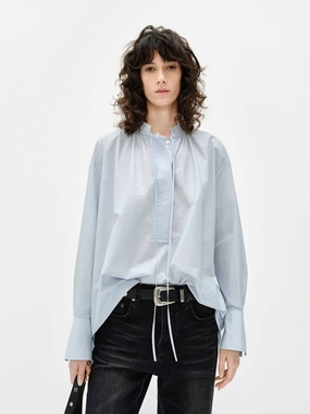 UPFProtection Placket Detailing Cotton Blend Tie Blouse