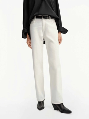 Cotton Blend White Jeans Cool Classic Textured Family Style Autumn Days