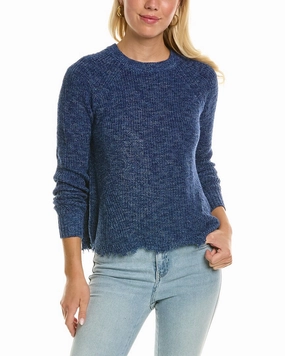 Winter Fashion Casual Knit Layer cotton by Autumn Cashmere Distressed Scallop Sweater