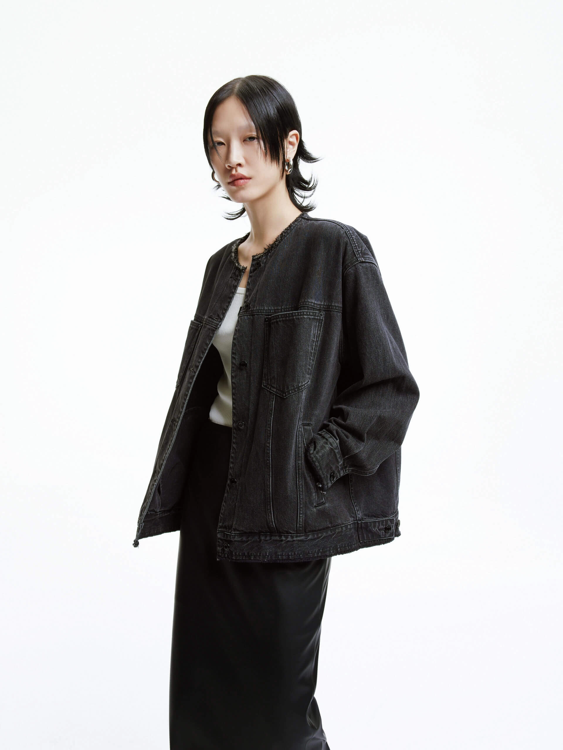 BreathableFabric Cotton Crew Neck Jacket