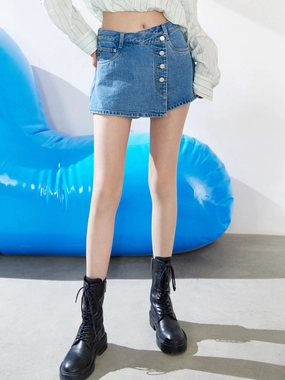 Cotton Irregular Denim Shorts Fit Control Fade Resistant Dye