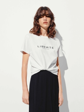 Cotton Letter Round Neck T-shirt Moisture wicking
