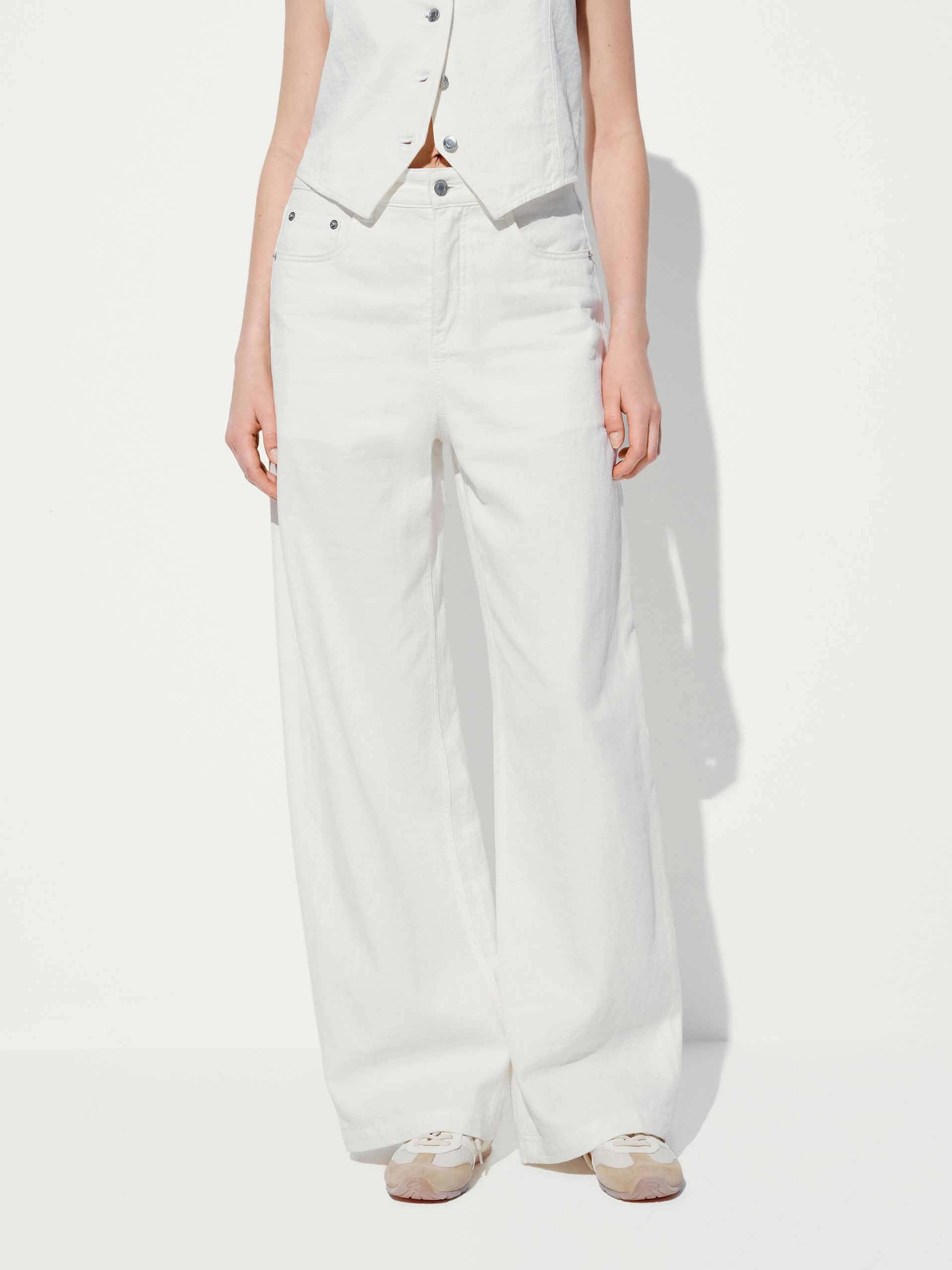 Streetwear Fan Night Out Cotton Linen Straight Jeans