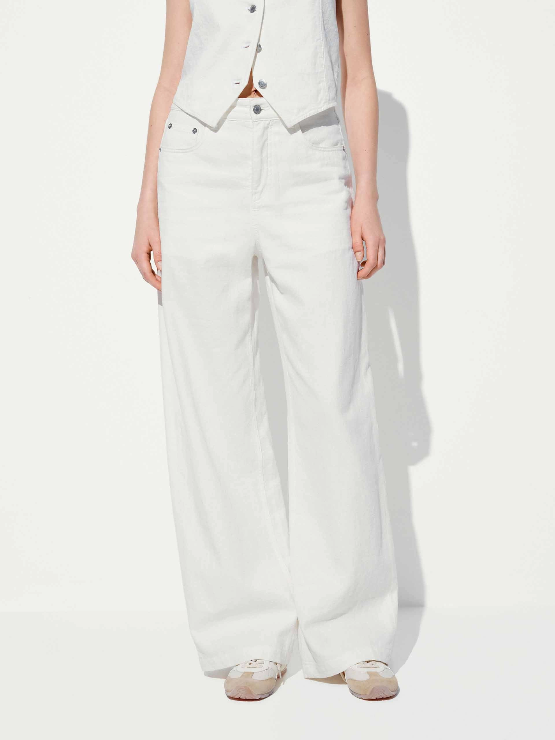 Multi Layer Knee Reinforcement Cotton Linen Straight Jeans