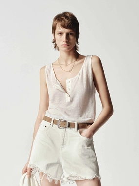 TailoredCut Friction Reducing Finish Cotton Linen Tank Top