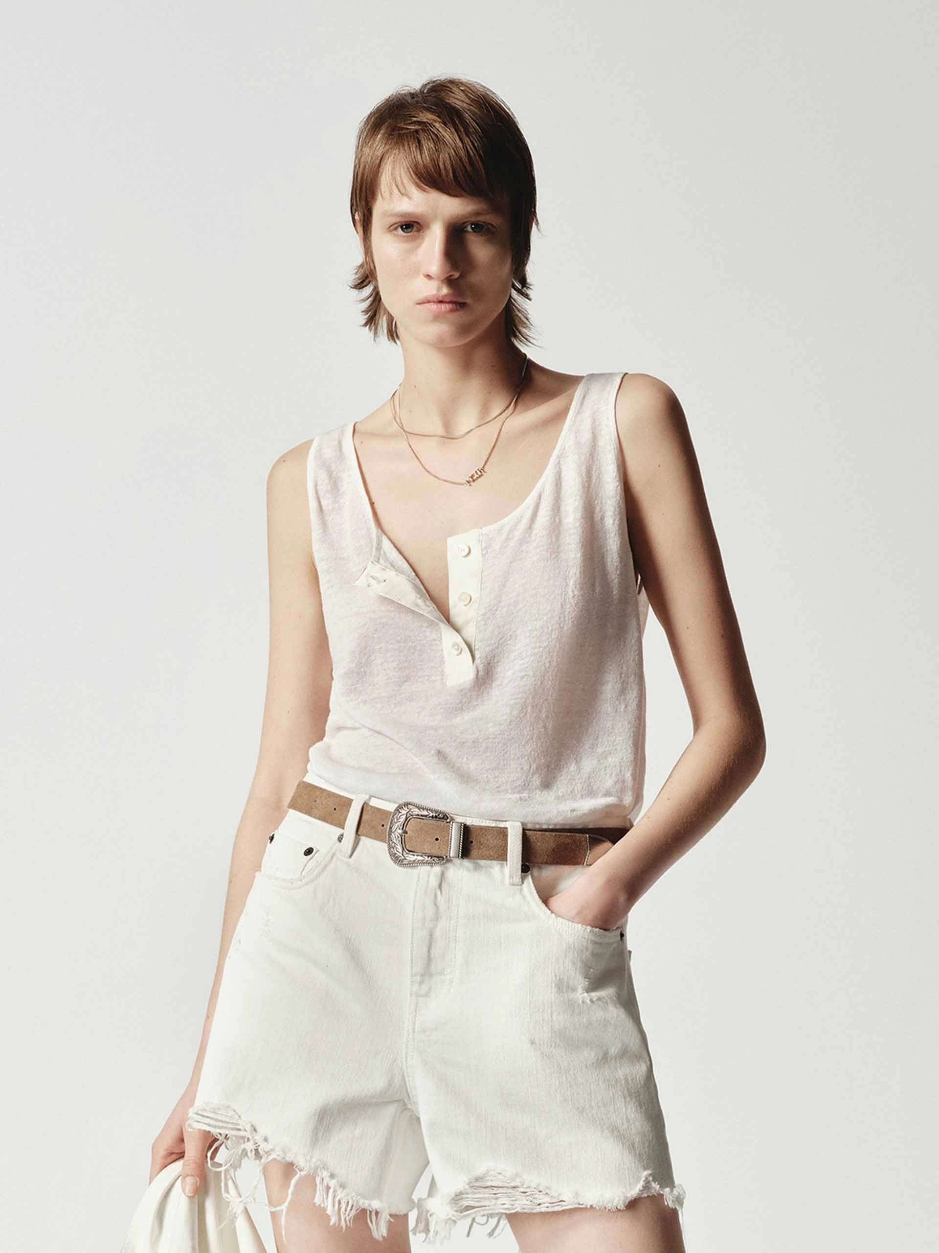 TailoredCut Friction Reducing Finish Cotton Linen Tank Top