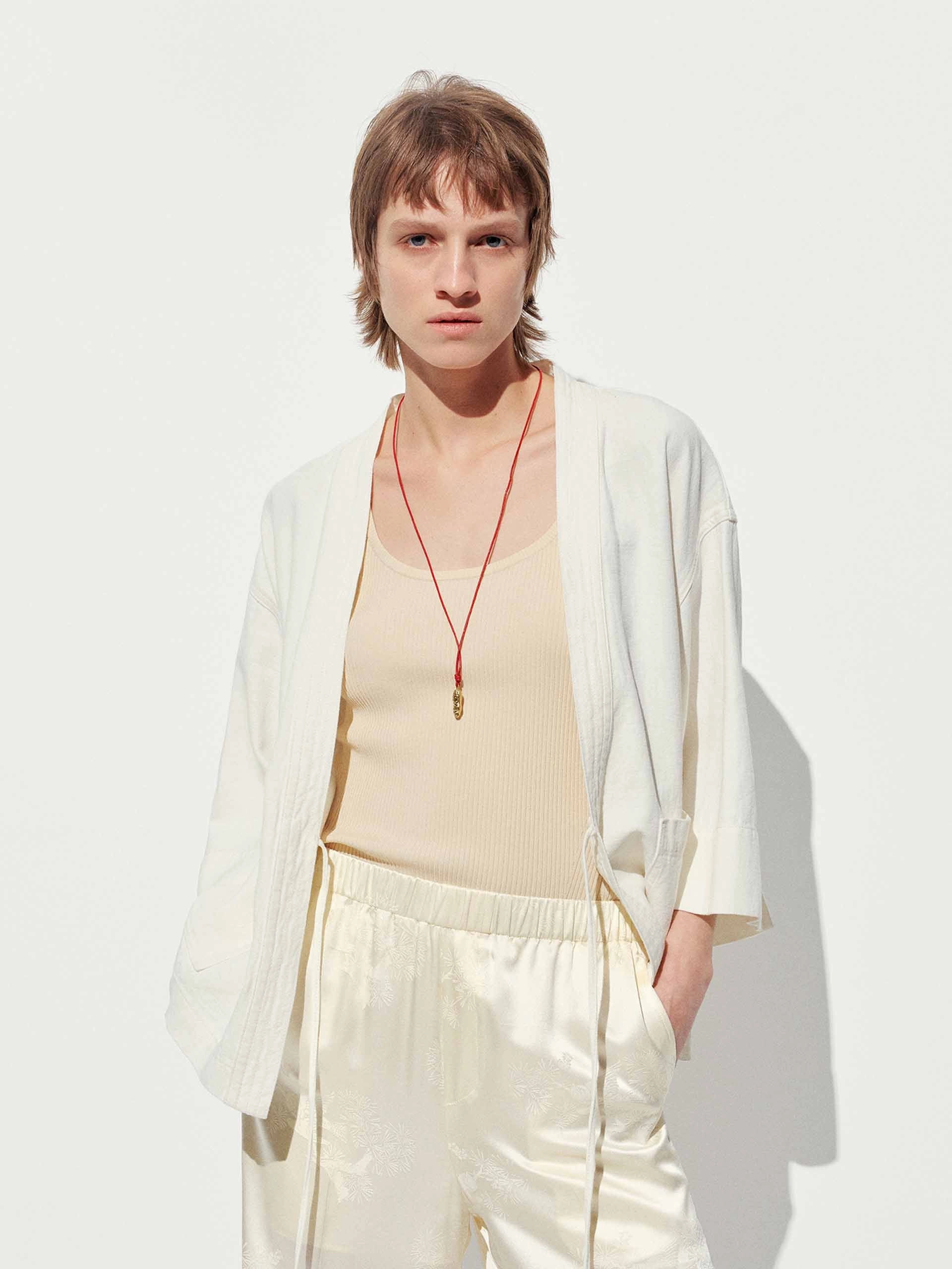 Fashion Trend Light Look Cotton-Linen Tie Jacket