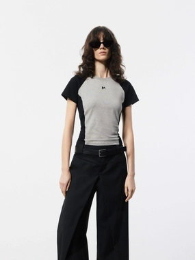 Cotton Raglan Sleeves T-shirt Contrast Inner Binding Smooth Neckline